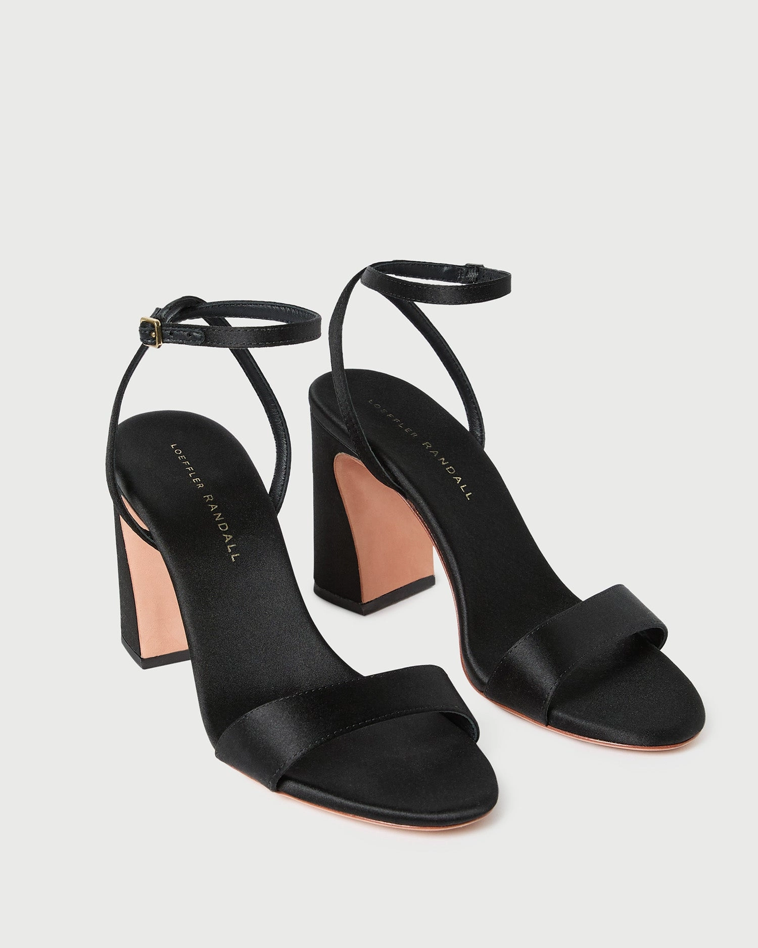 Malia Black Satin Curved-Heel Sandal