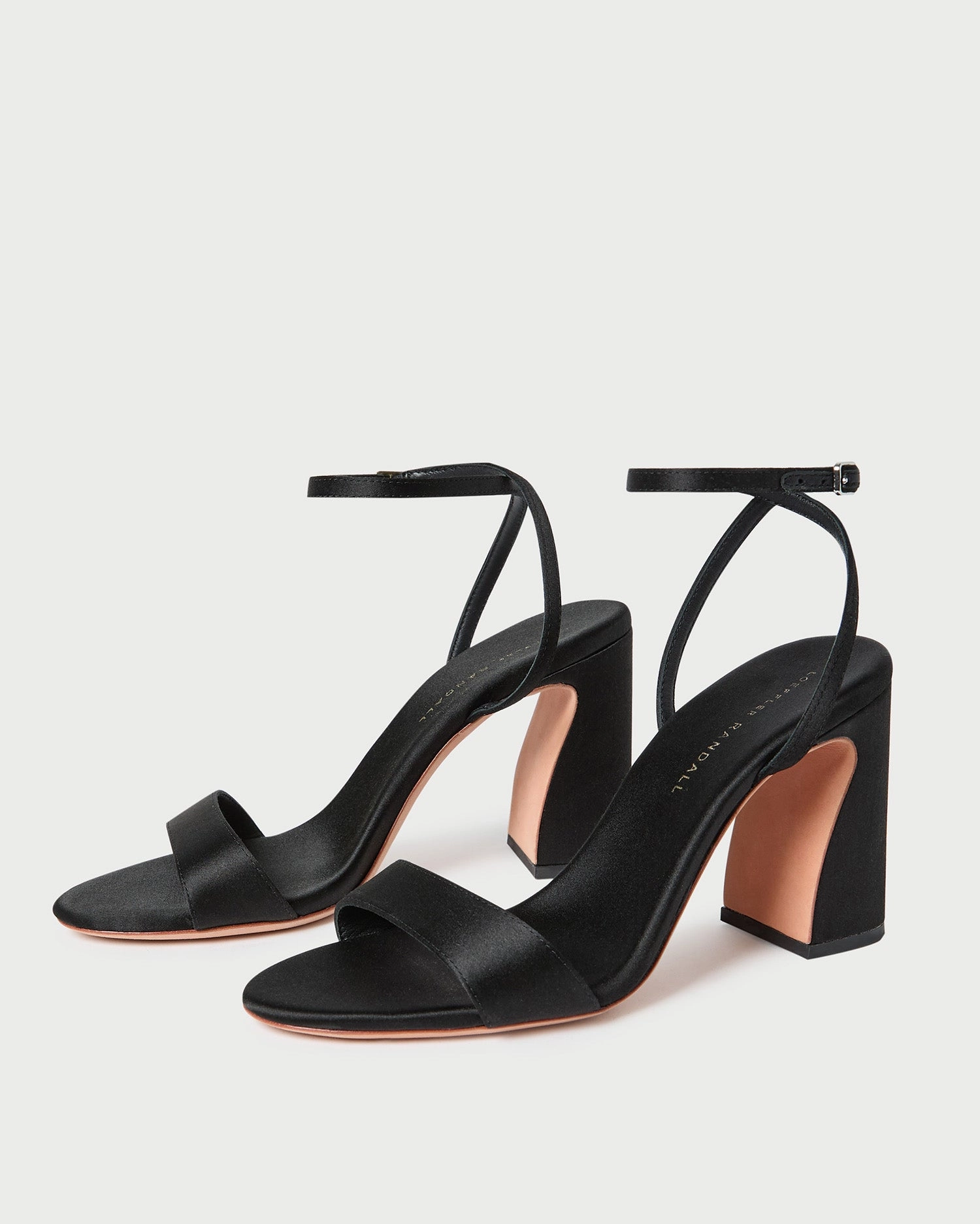 Malia Black Satin Curved-Heel Sandal