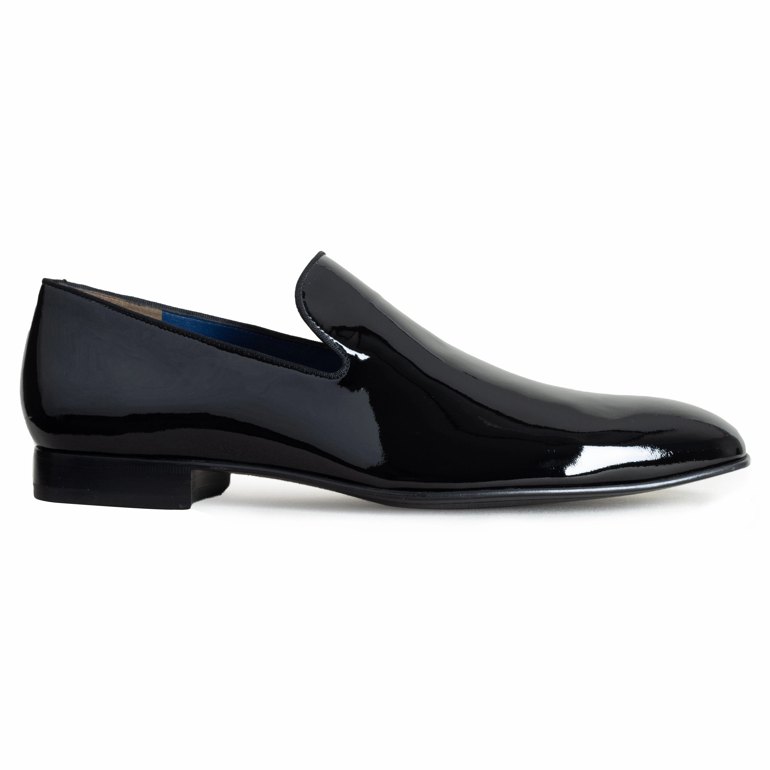 Men´s black patent tuxedo-slip on loafers