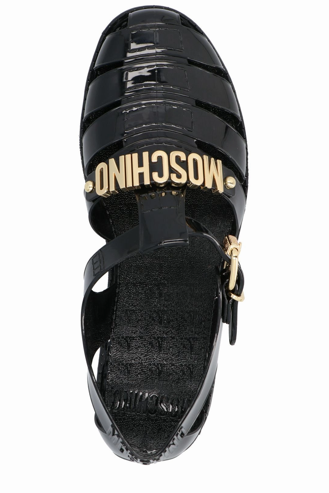 Moschino Logo Plaque Cut-Out Sandals