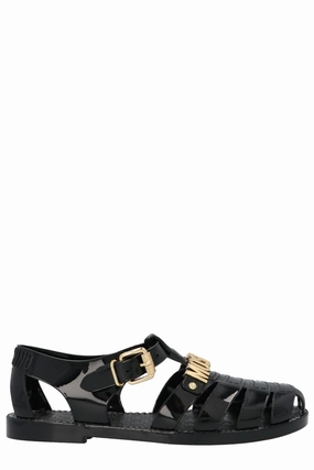 Moschino Logo Plaque Cut-Out Sandals