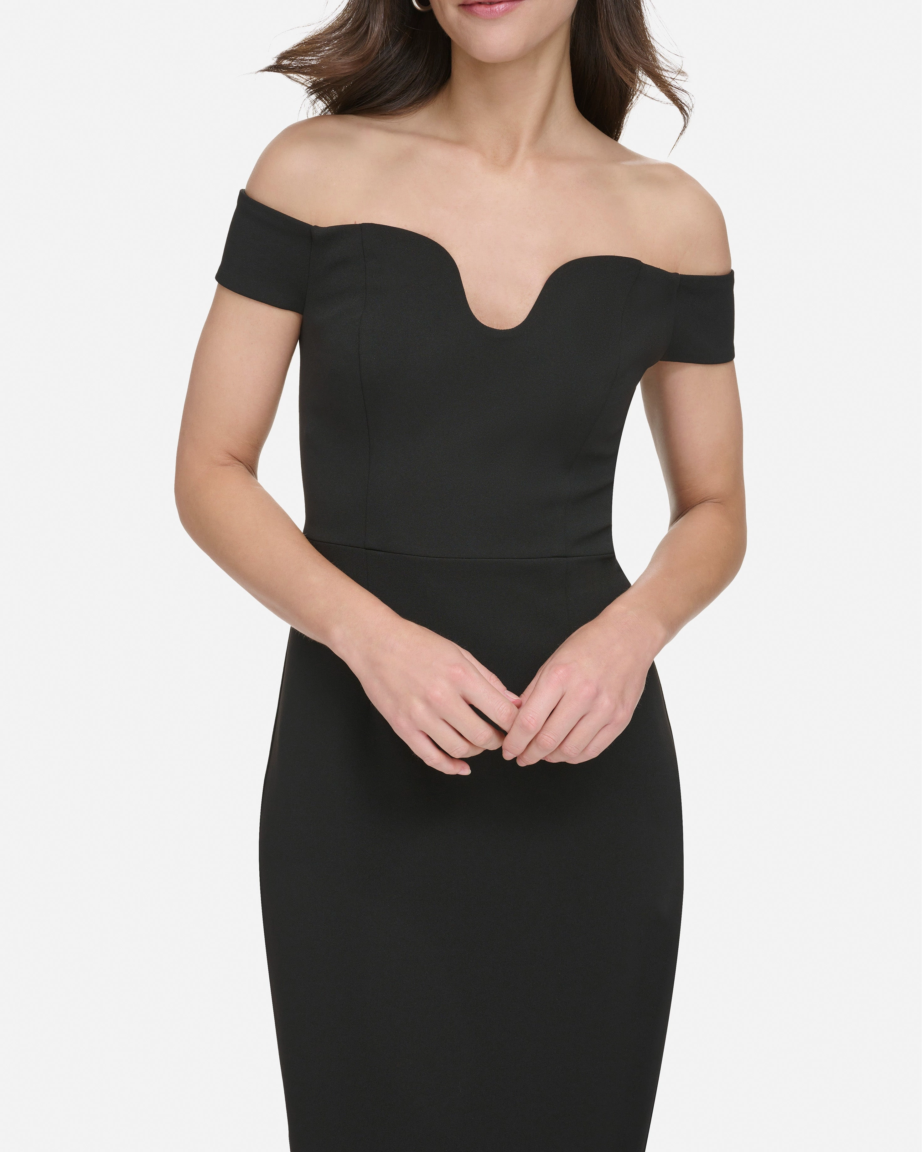 Off-The-Shoulder Contoured-Neckline Gown