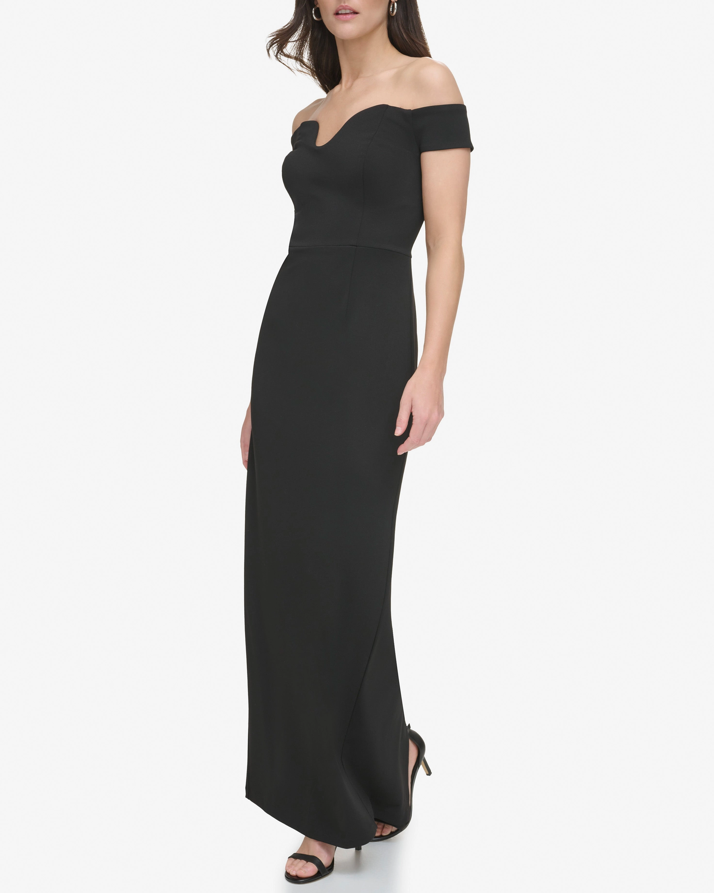 Off-The-Shoulder Contoured-Neckline Gown