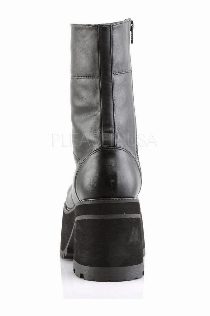 RANGER-301 Demonia Knee Boot | Black Faux Leather