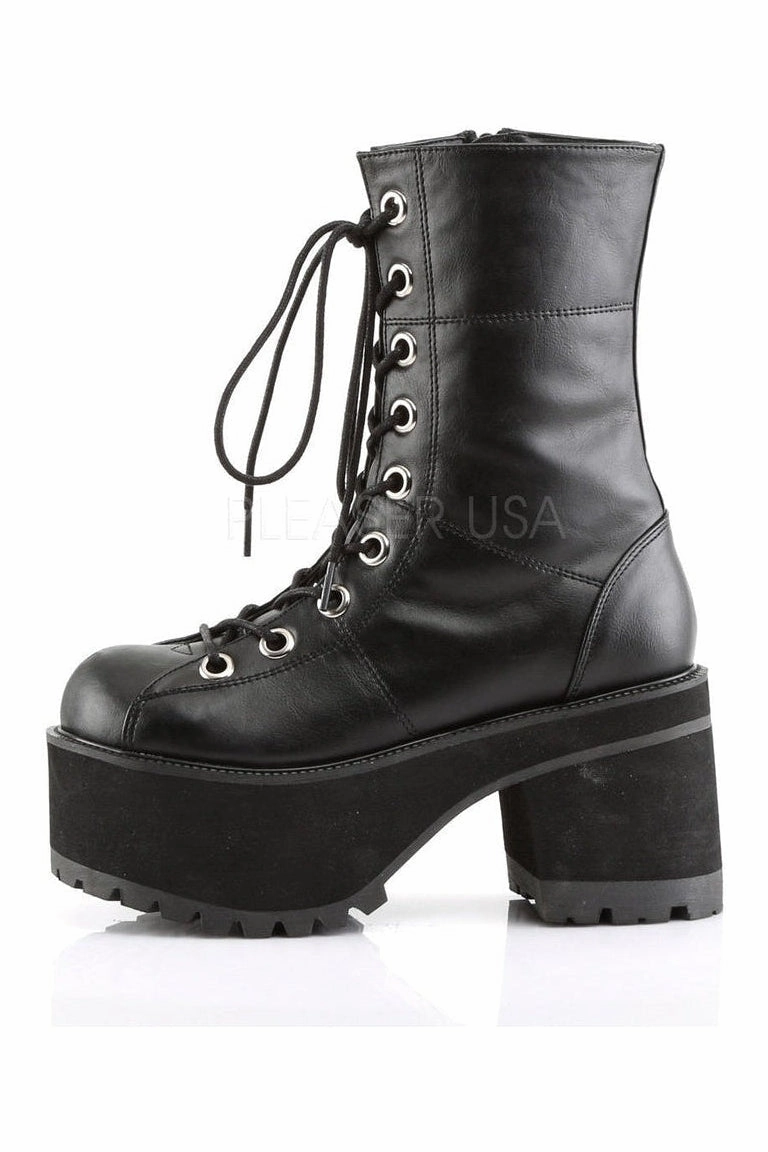 RANGER-301 Demonia Knee Boot | Black Faux Leather