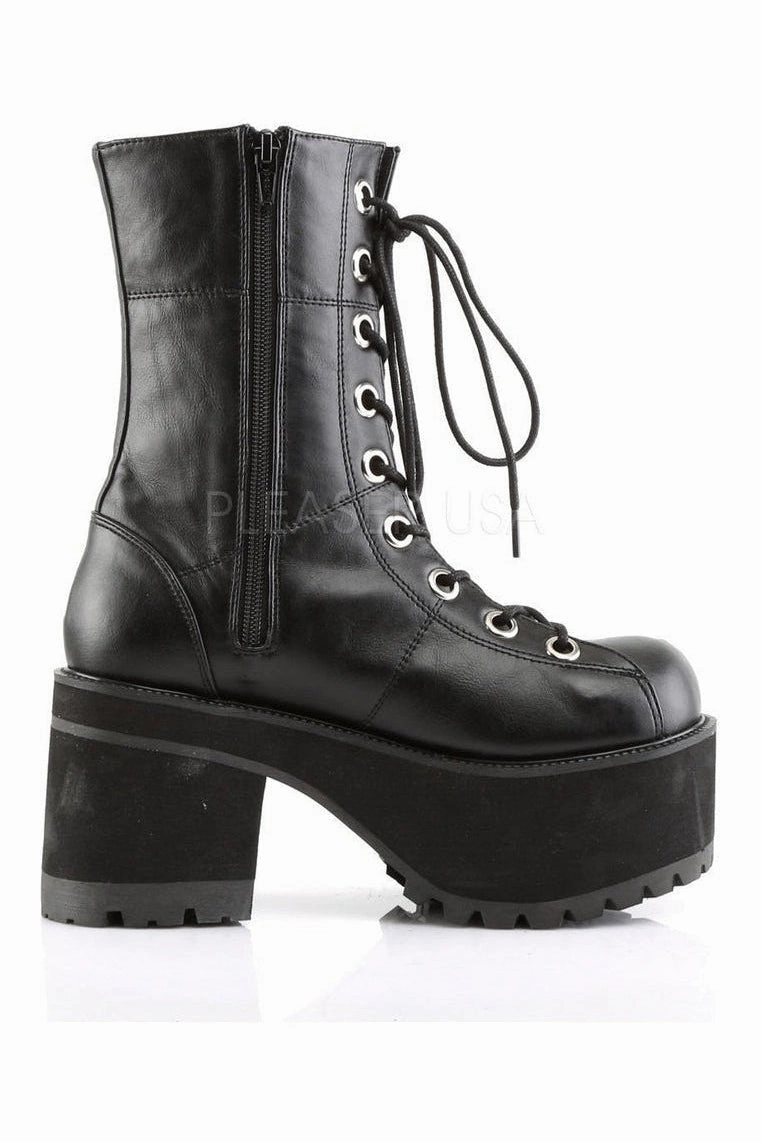 RANGER-301 Demonia Knee Boot | Black Faux Leather