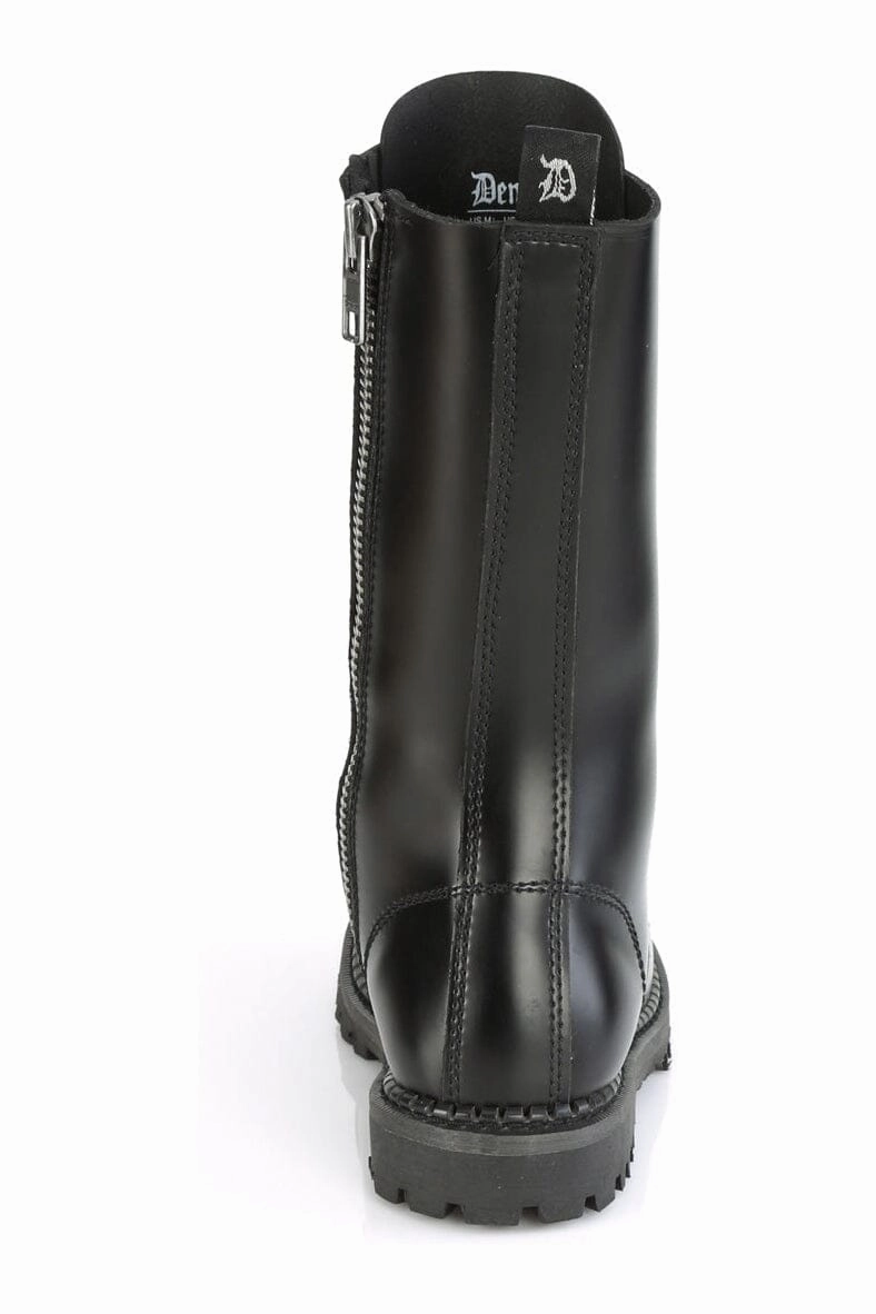 RIOT-14 Black Leather Knee Boot