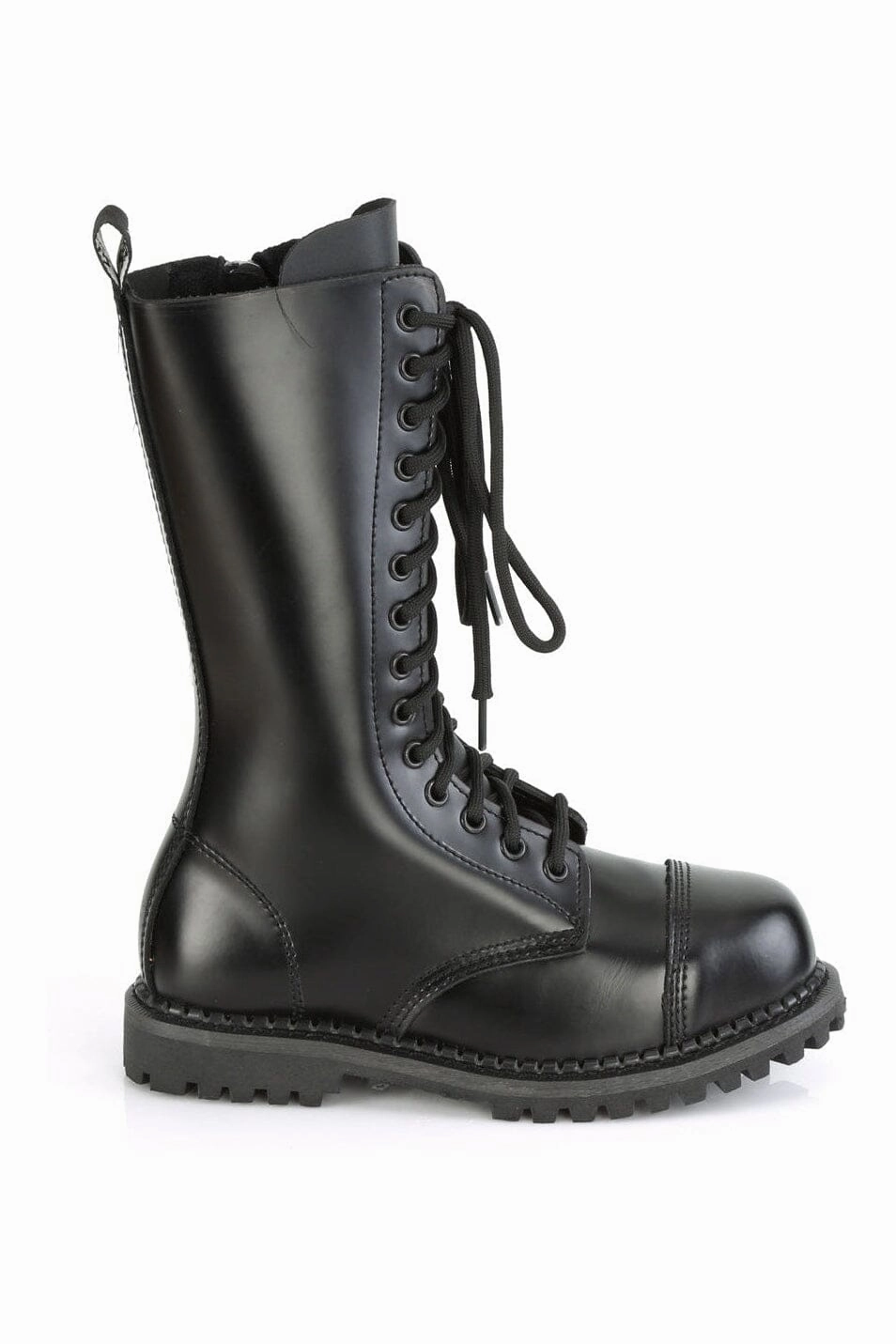 RIOT-14 Black Leather Knee Boot