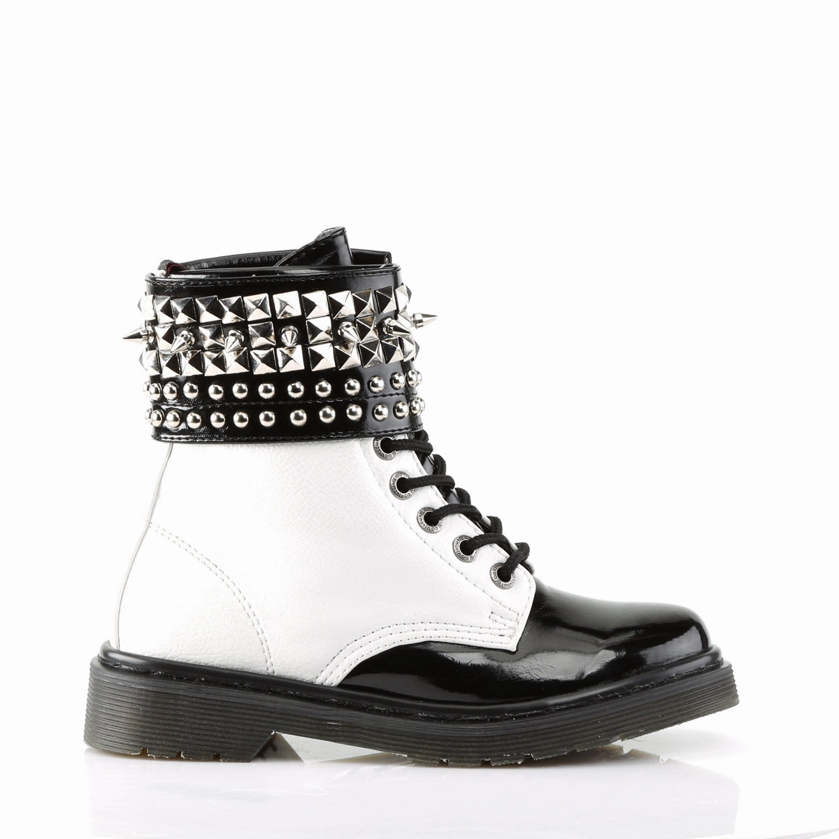 RIVAL-106  White Vegan Leather-Black Patent
