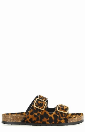 Saint Laurent Leopard Printed Buckle Slides