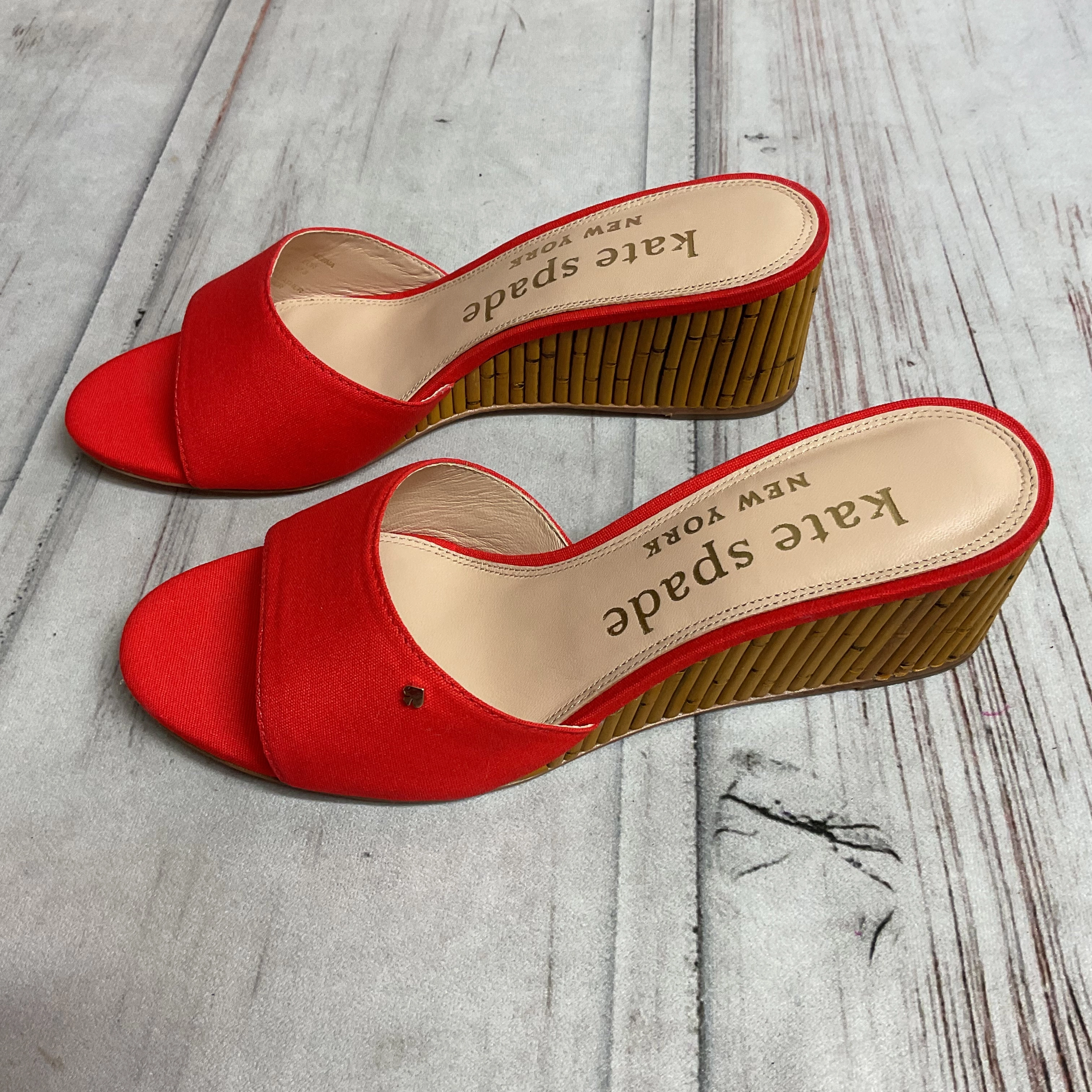 Sandals Designer By Kate Spade In Red, Size:7
