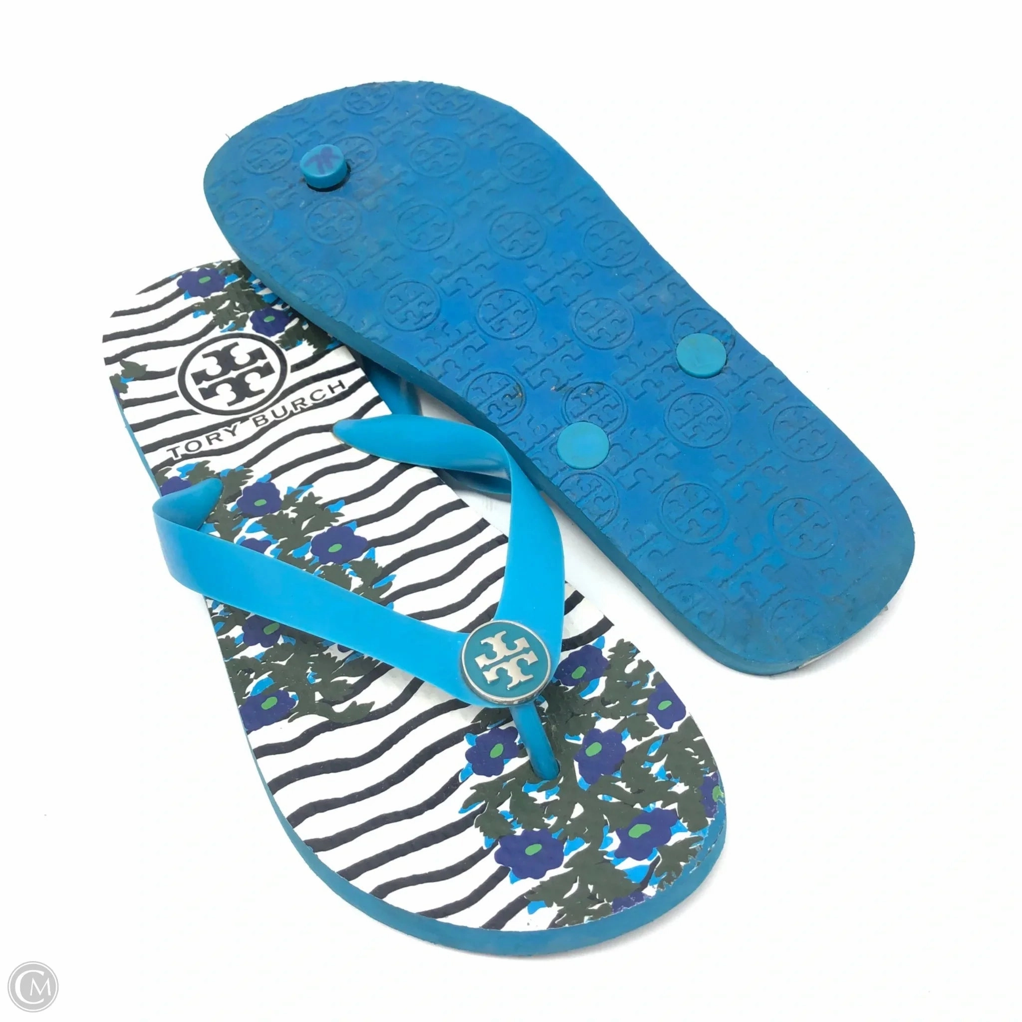 Sandals Designer By Tory Burch In Blue, Size: 7