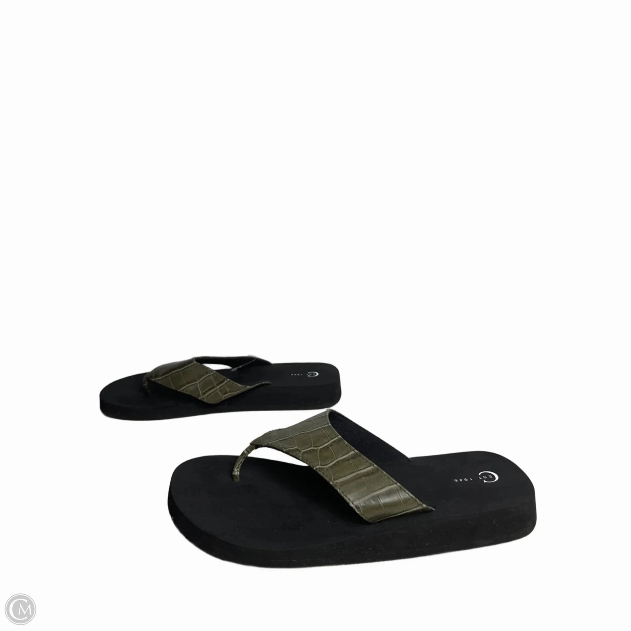 Sandals Flip Flops By Cato In Green, Size: 12