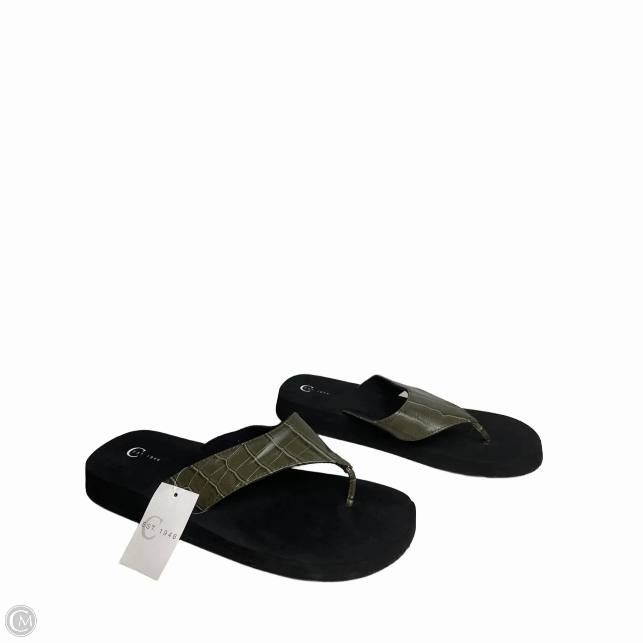 Sandals Flip Flops By Cato In Green, Size: 12
