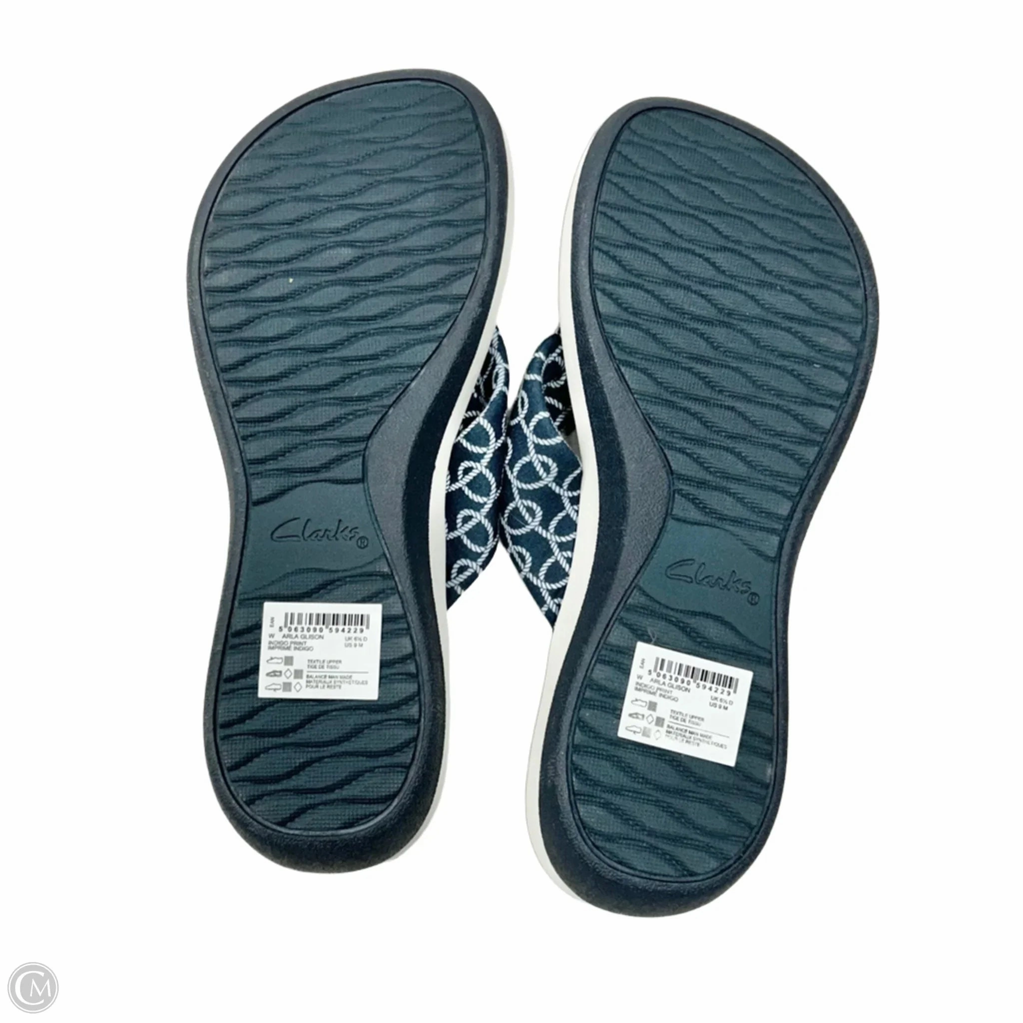 Sandals Flip Flops By Clarks In Navy, Size: 9