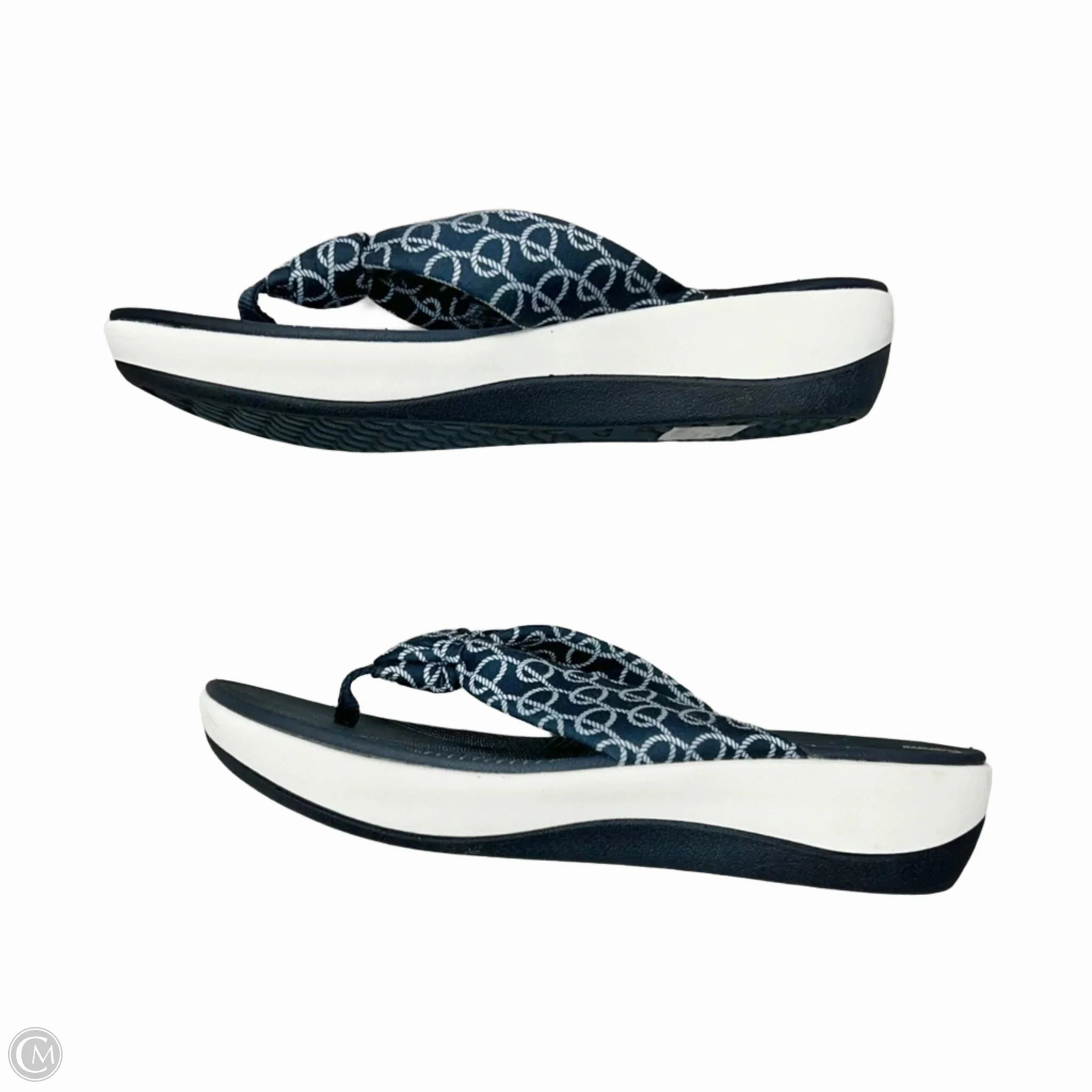Sandals Flip Flops By Clarks In Navy, Size: 9
