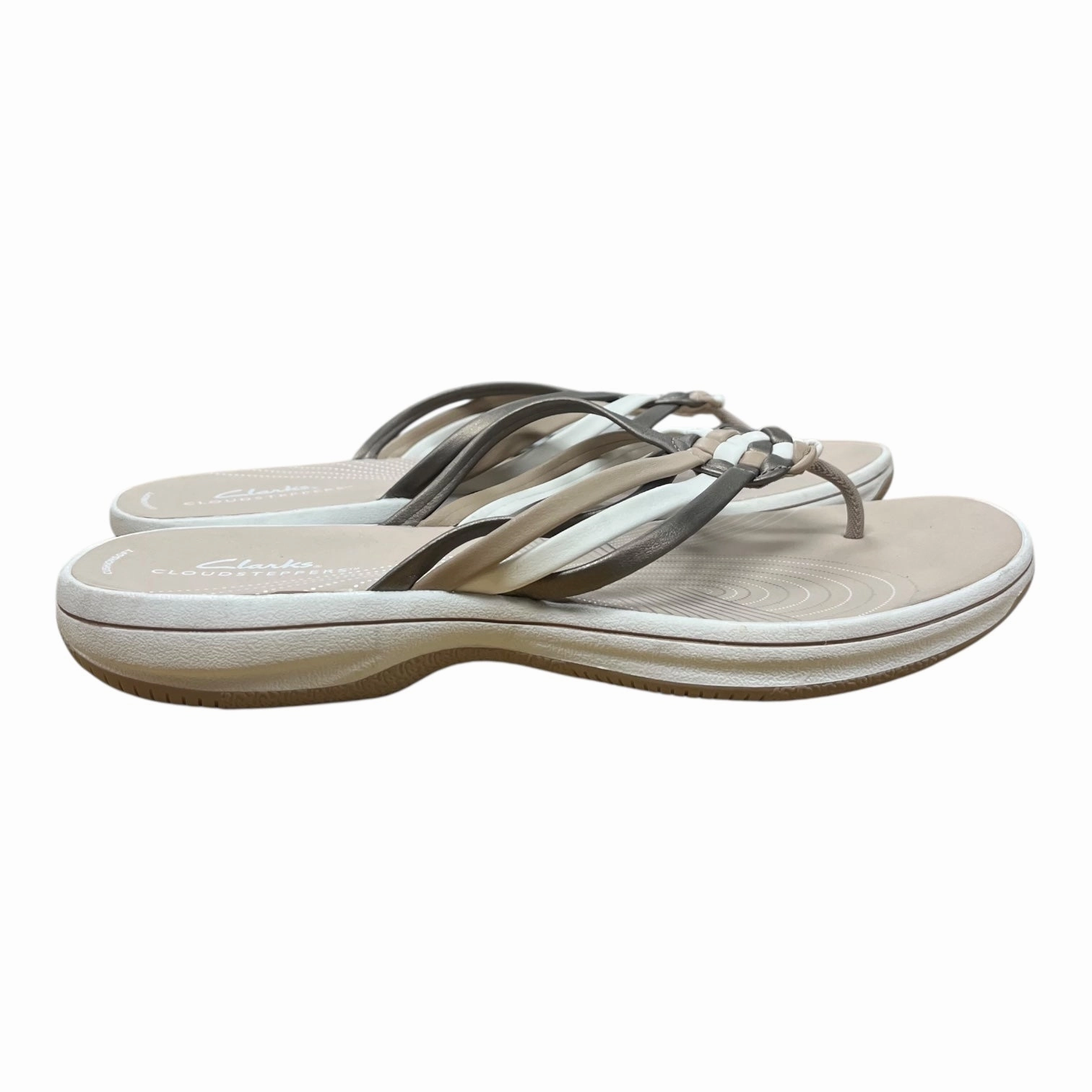 Sandals Flip Flops By Clarks In Tan, Size:9