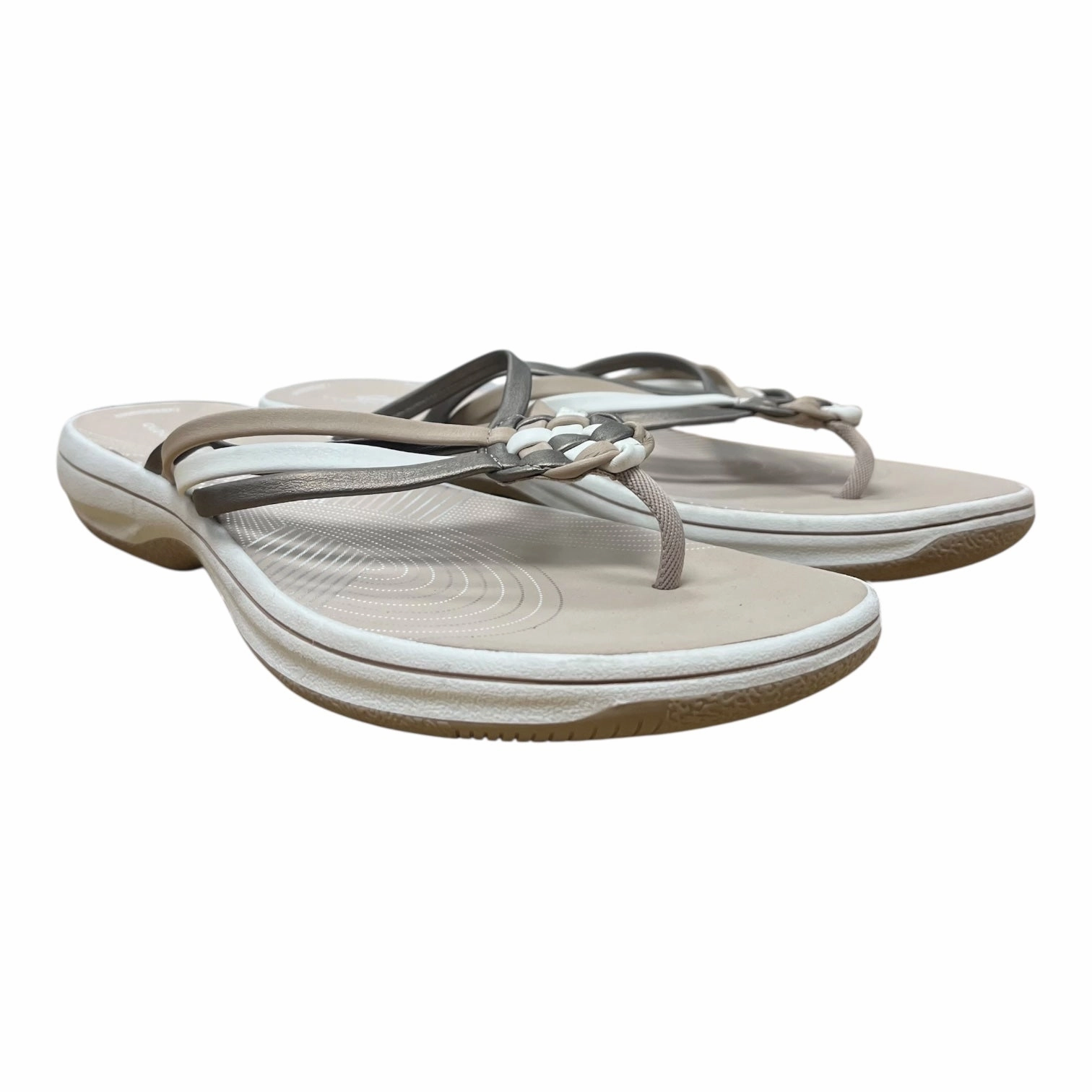 Sandals Flip Flops By Clarks In Tan, Size:9