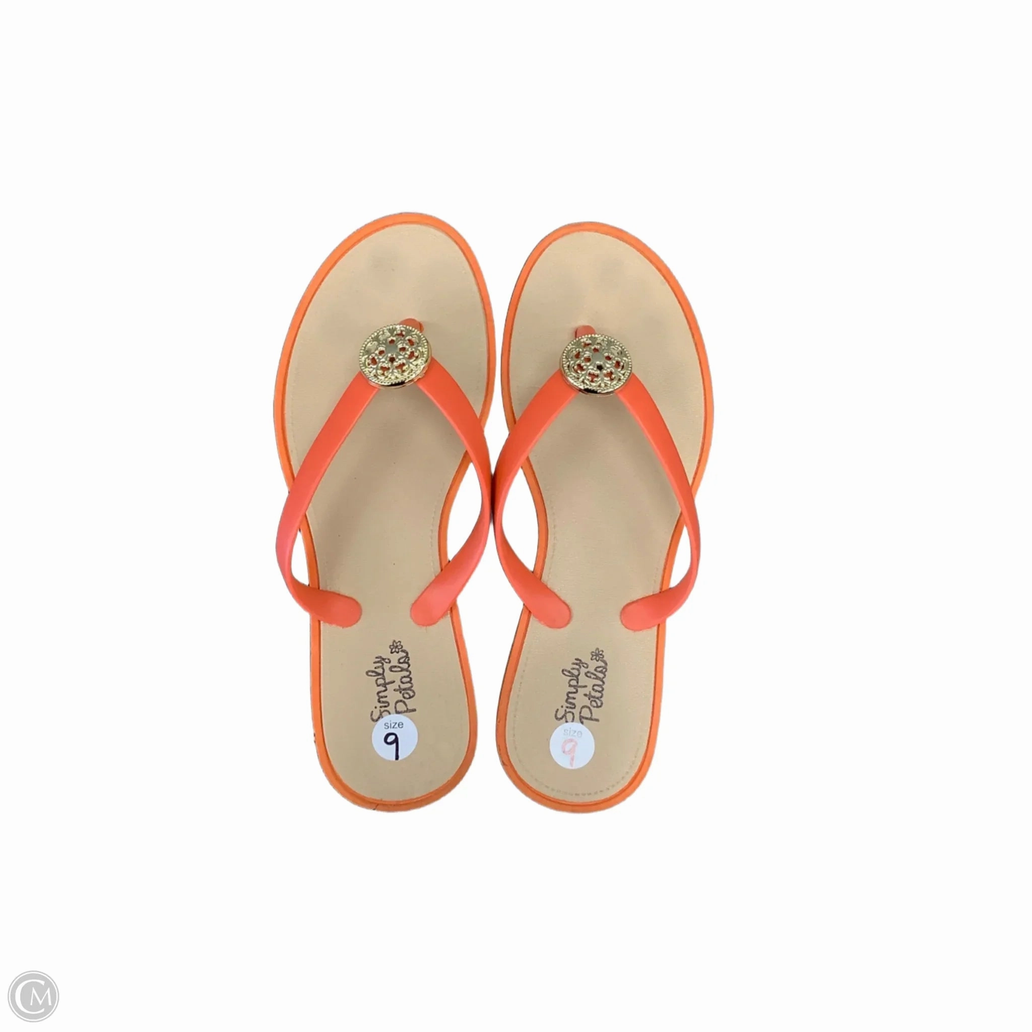 Sandals Flip Flops By Clothes Mentor In Orange & Tan, Size: 9