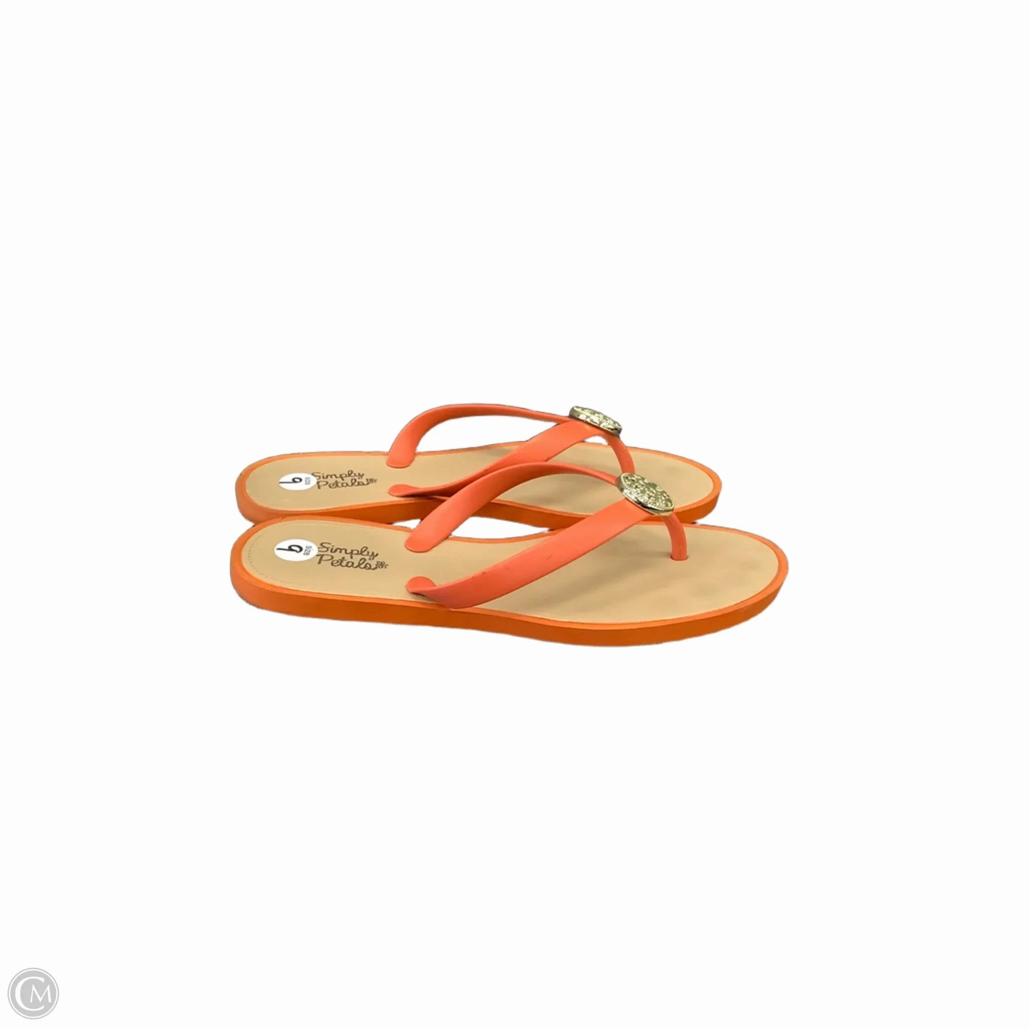Sandals Flip Flops By Clothes Mentor In Orange & Tan, Size: 9