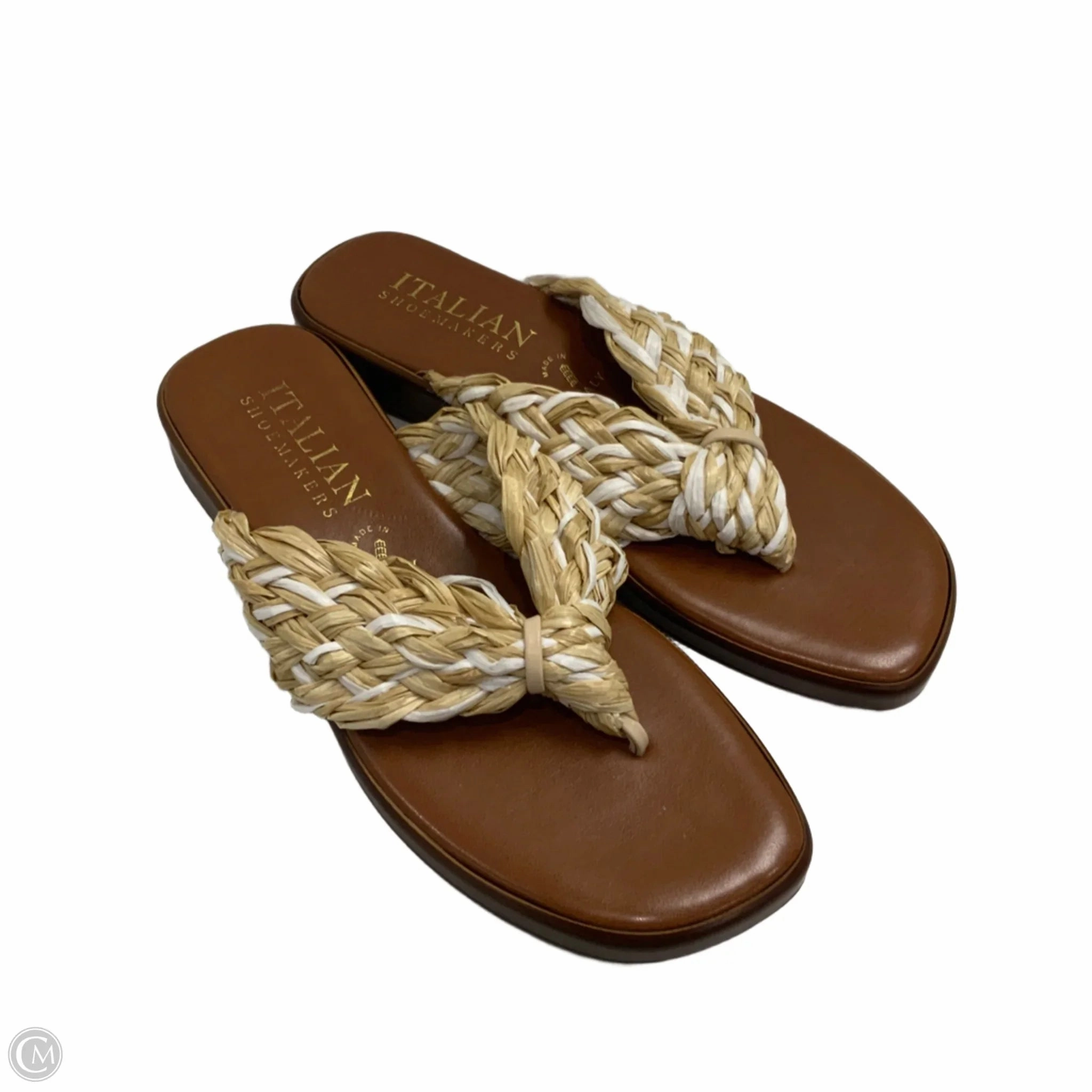 Sandals Flip Flops By Italian Shoemakers In Gold, Size: 8