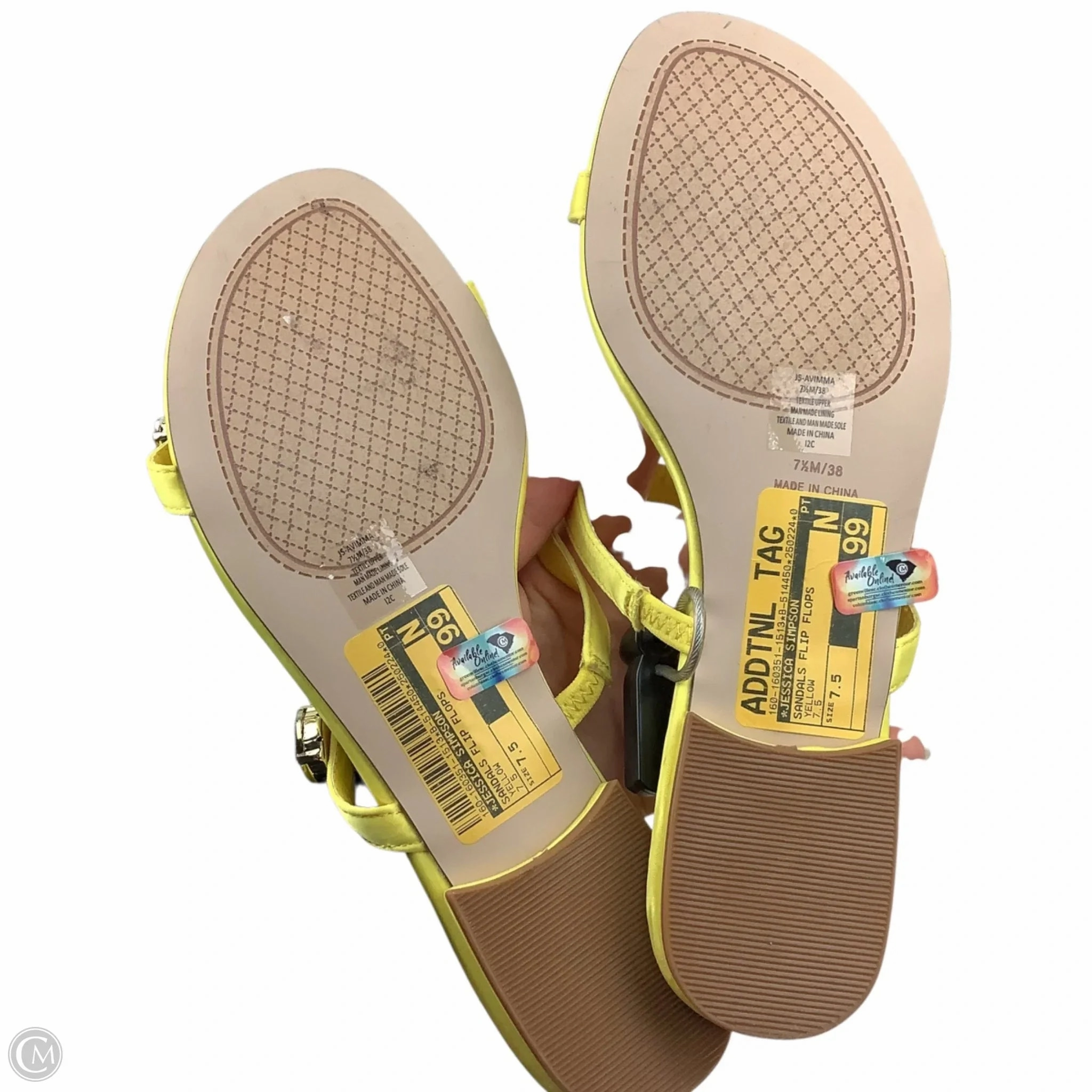 Sandals Flip Flops By Jessica Simpson In Yellow, Size: 7.5