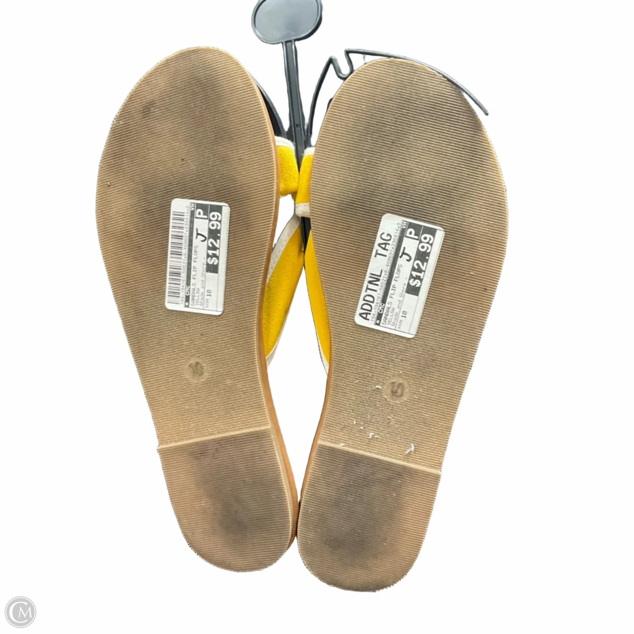 Sandals Flip Flops By Sun & Shore In Yellow, Size: 10
