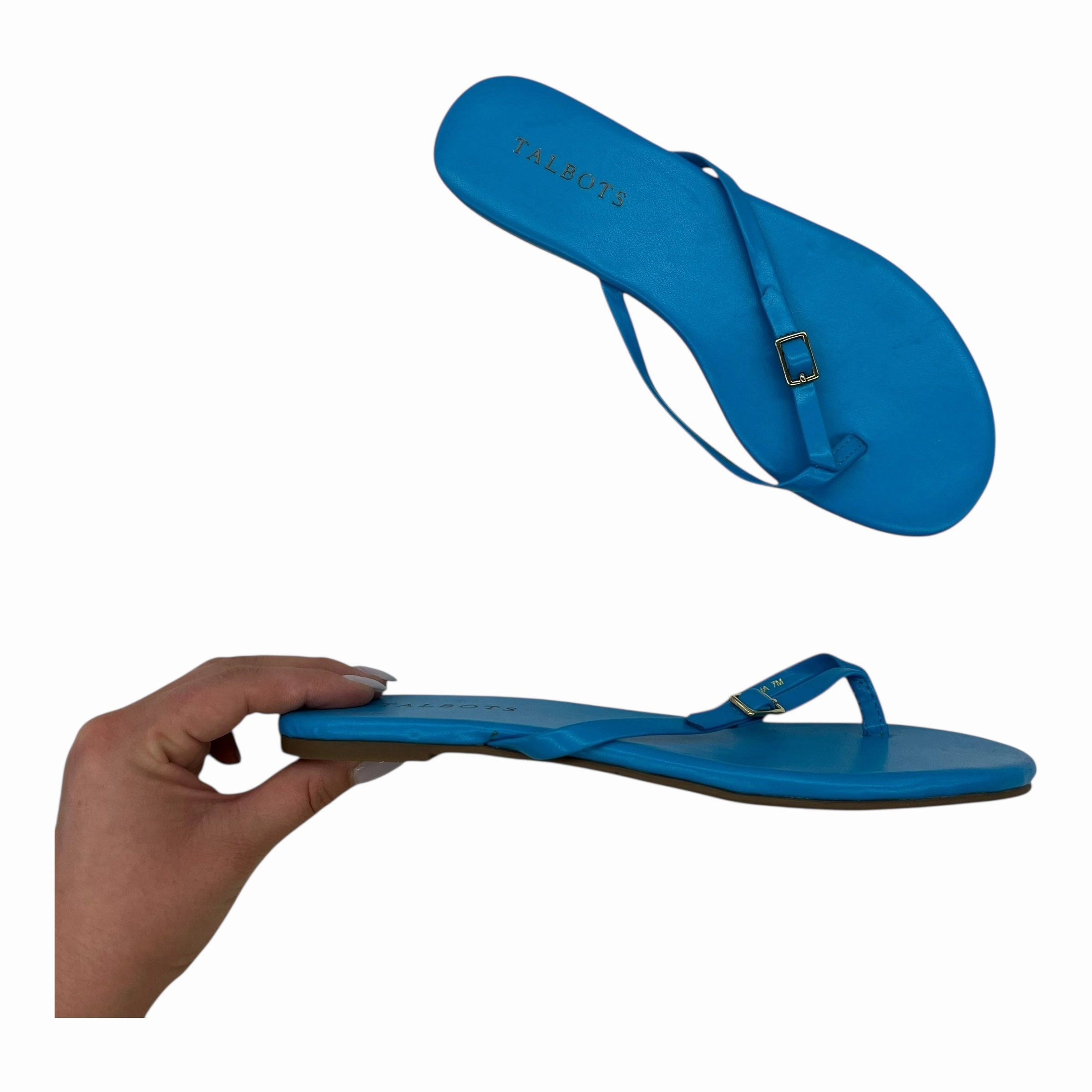 Sandals Flip Flops By Talbots In Blue, Size:7