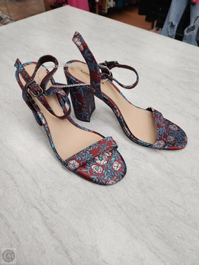 Sandals Heels Block By Gianni Bini In Floral Print, Size: 9.5