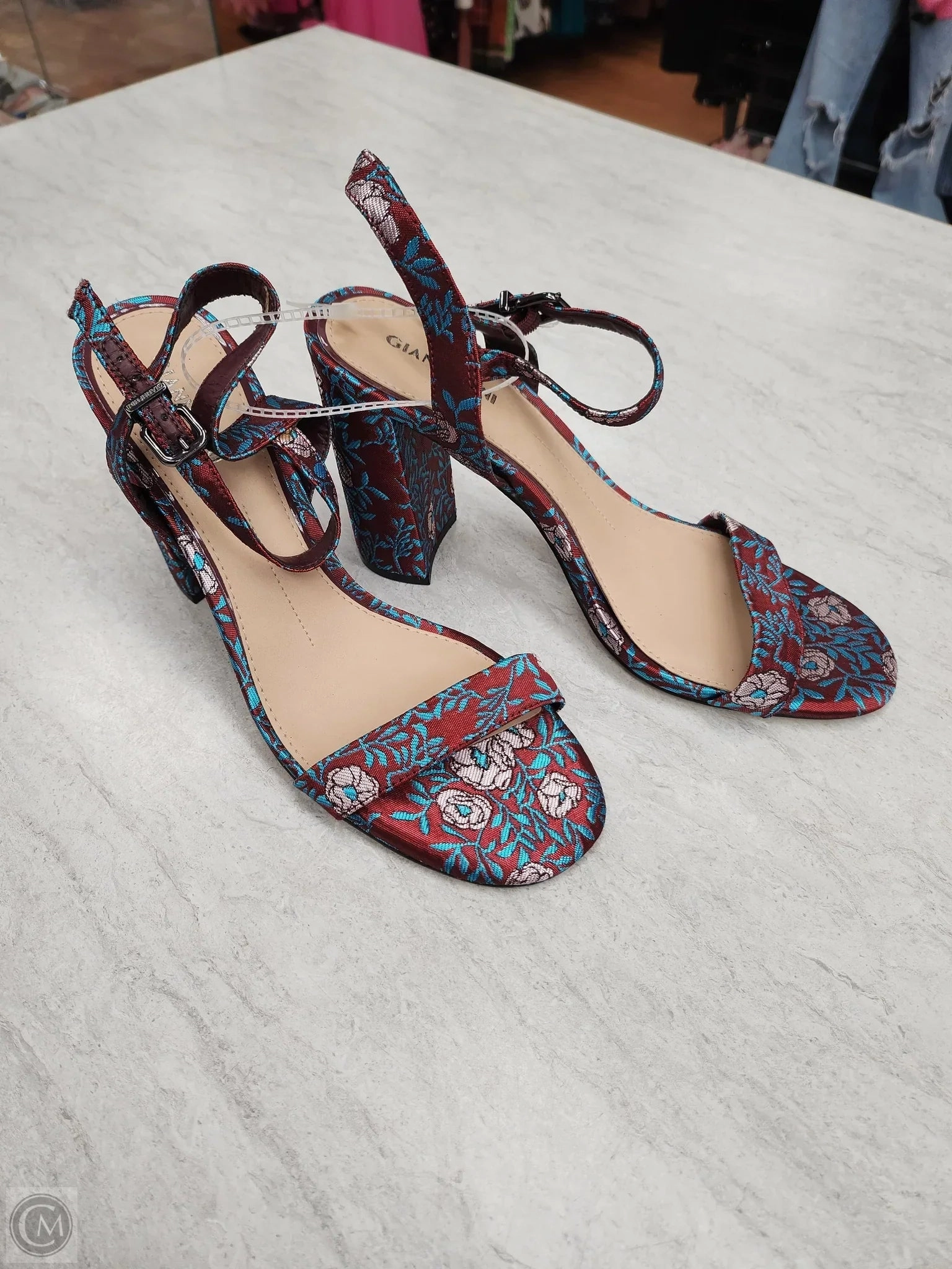 Sandals Heels Block By Gianni Bini In Floral Print, Size: 9.5