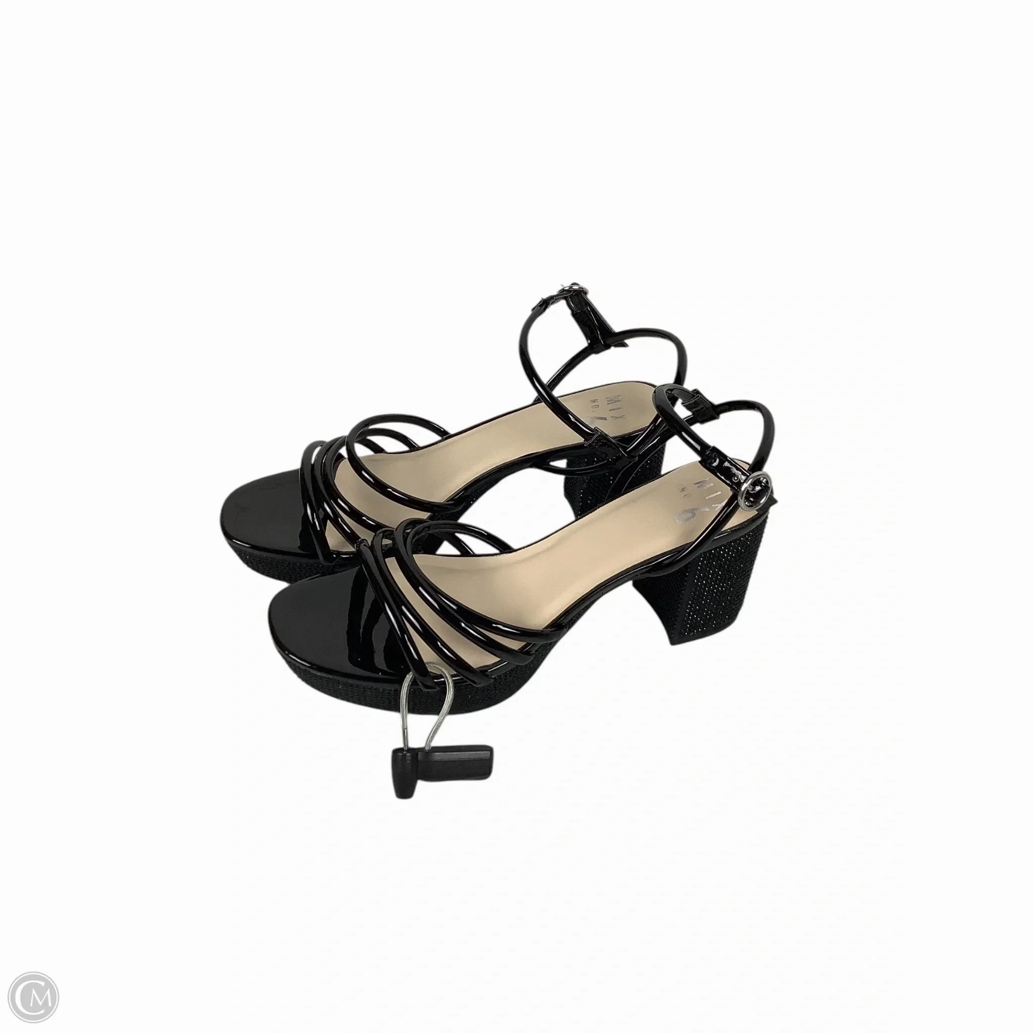 Sandals Heels Block By Mix No 6 In Black, Size: 7.5