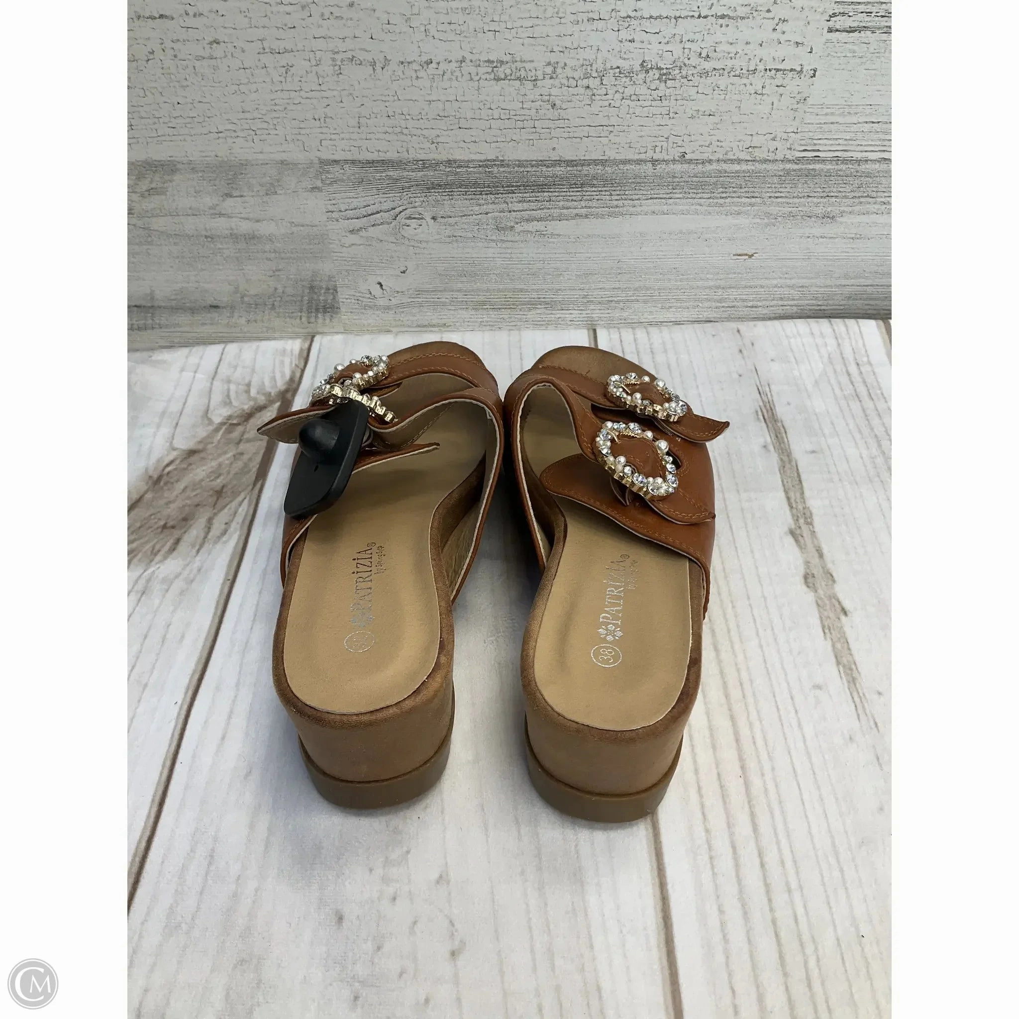 Sandals Heels Block By Spring Step In Brown, Size: 7.5