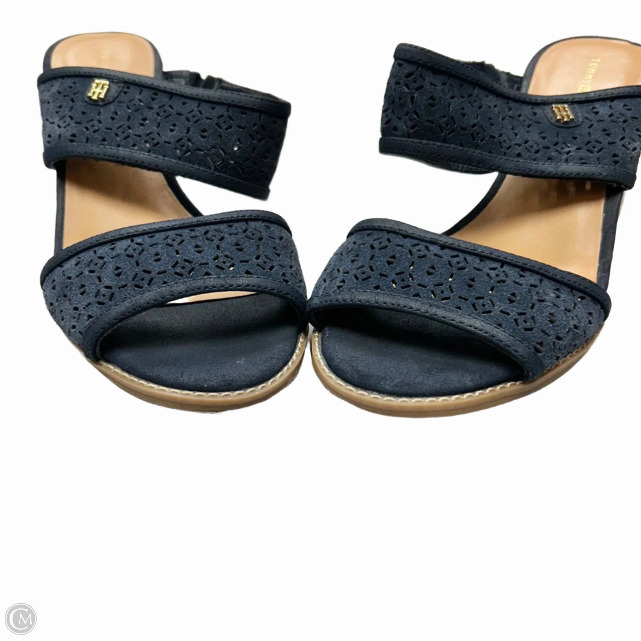 Sandals Heels Block By Tommy Hilfiger In Navy, Size: 8