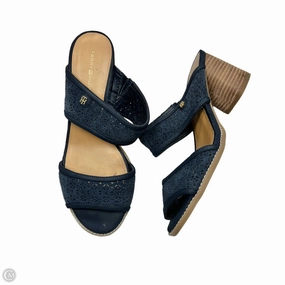 Sandals Heels Block By Tommy Hilfiger In Navy, Size: 8