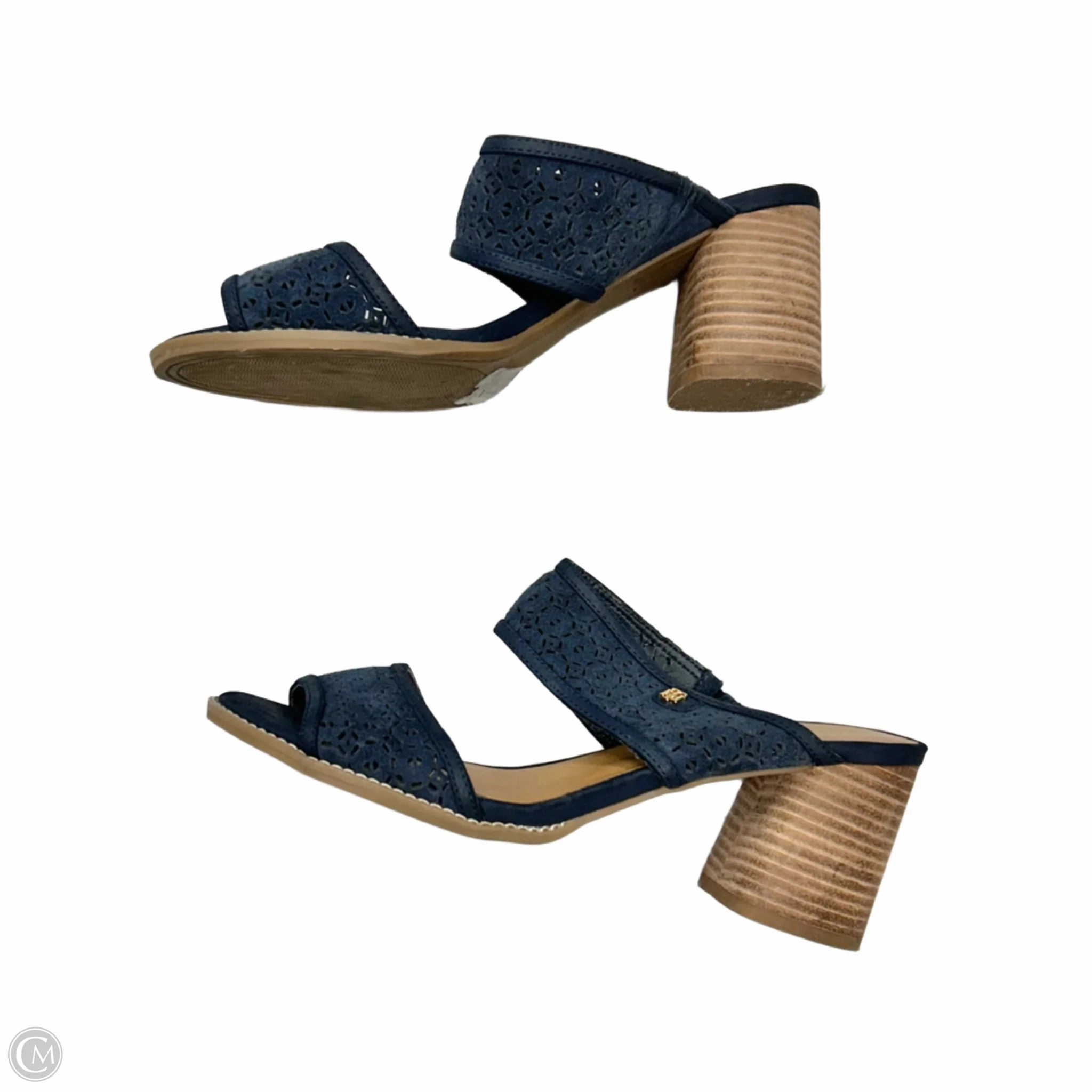Sandals Heels Block By Tommy Hilfiger In Navy, Size: 8