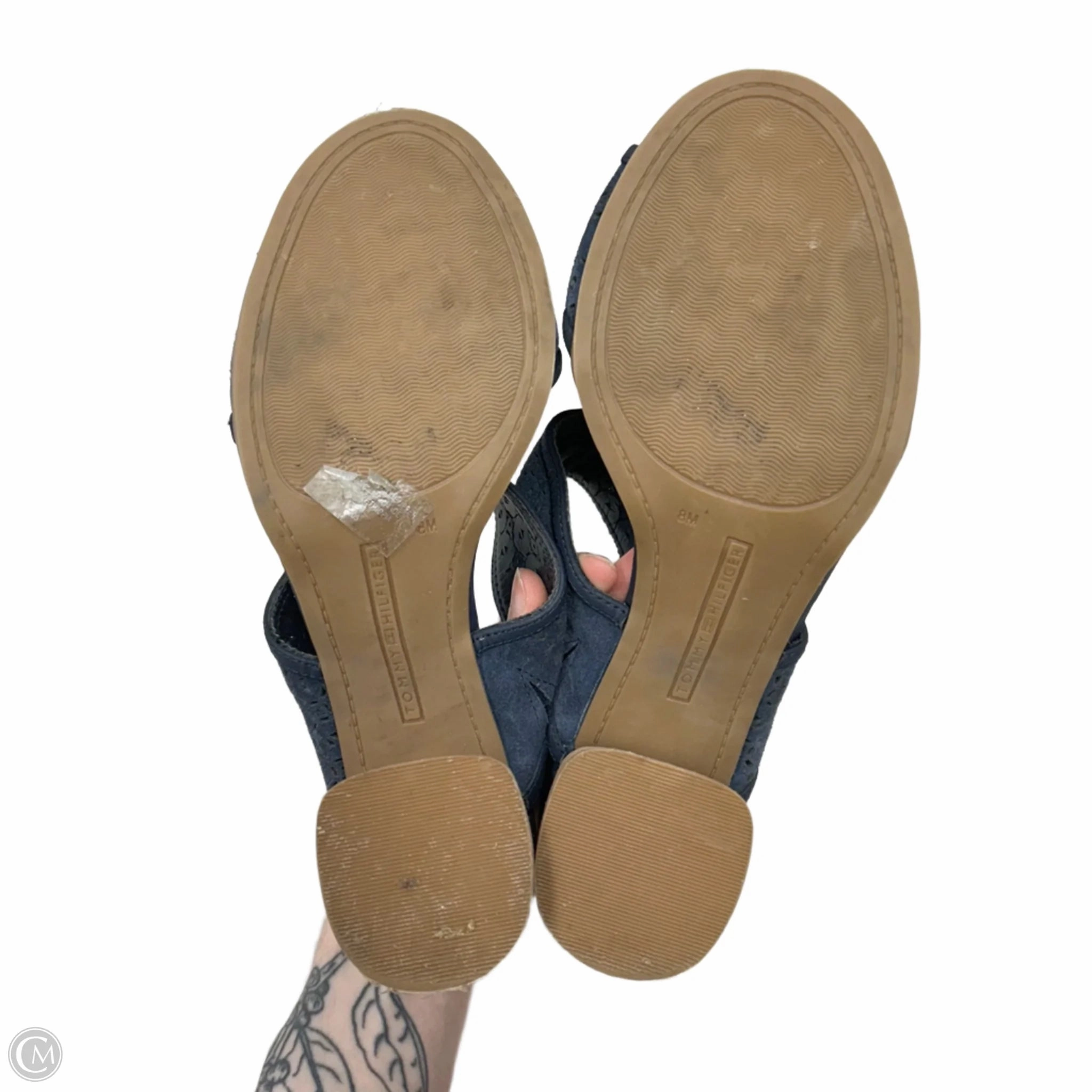 Sandals Heels Block By Tommy Hilfiger In Navy, Size: 8