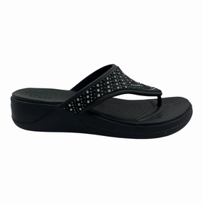Sandals Heels Platform By Crocs In Black, Size:10