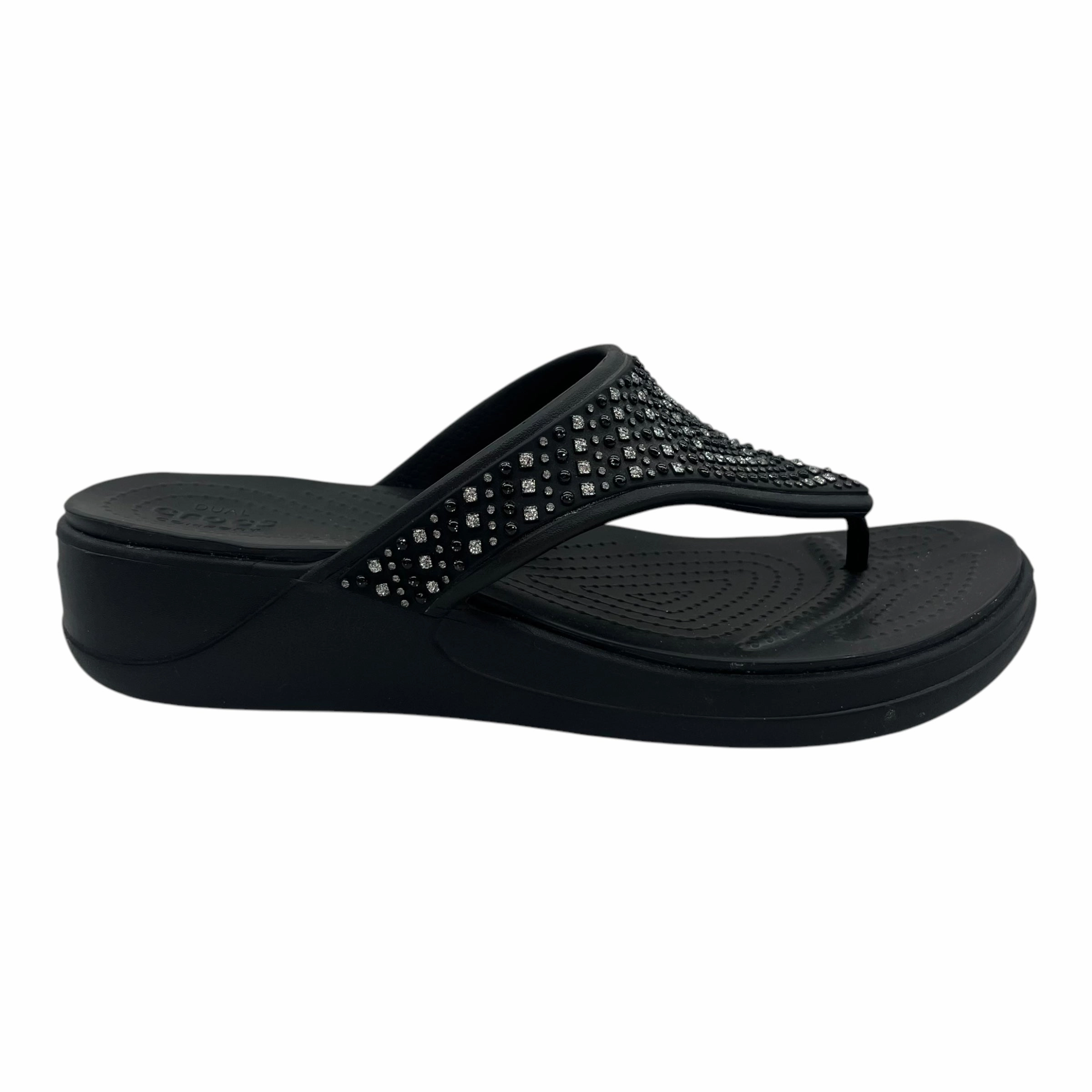 Sandals Heels Platform By Crocs In Black, Size:10