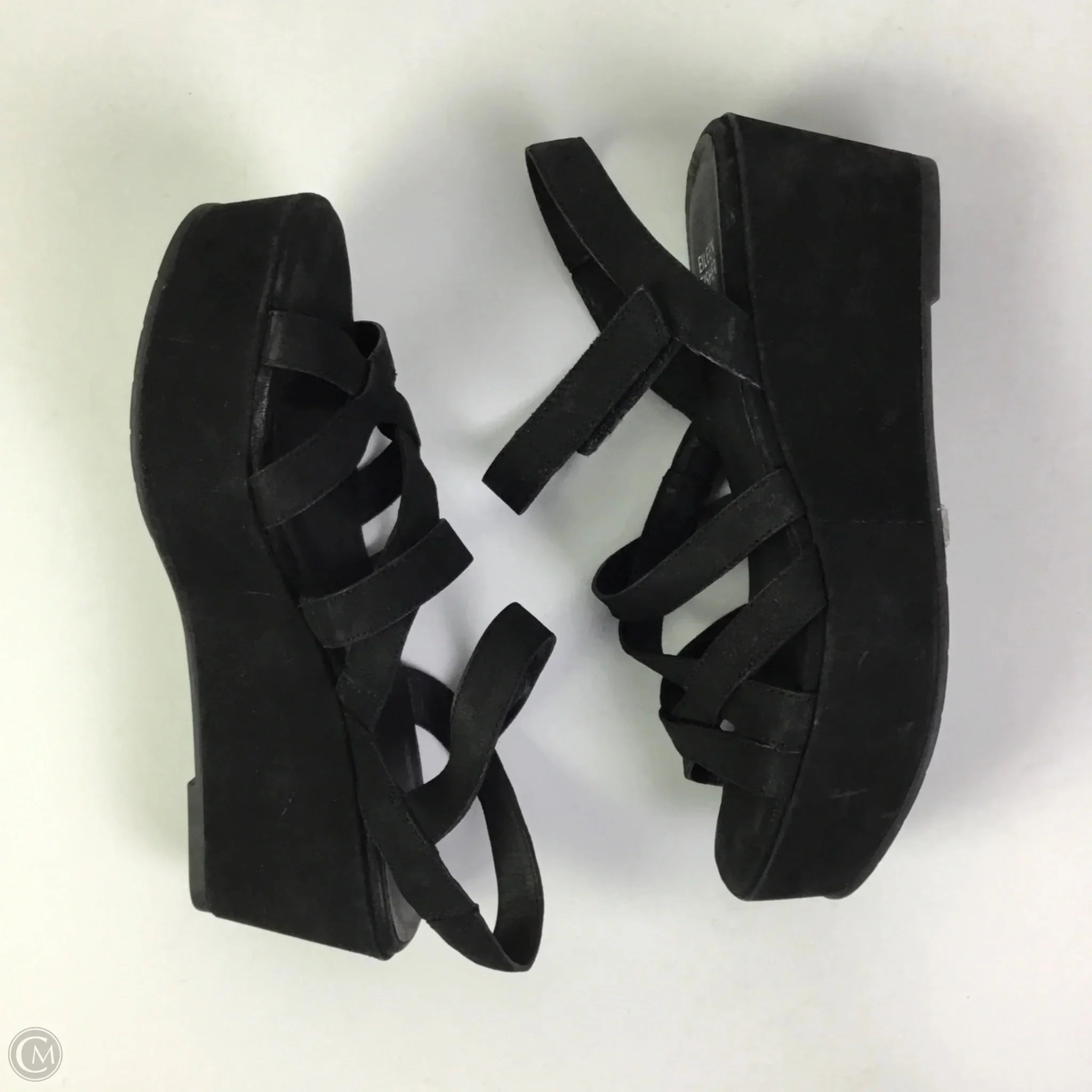 Sandals Heels Platform By Eileen Fisher In Black, Size: 8