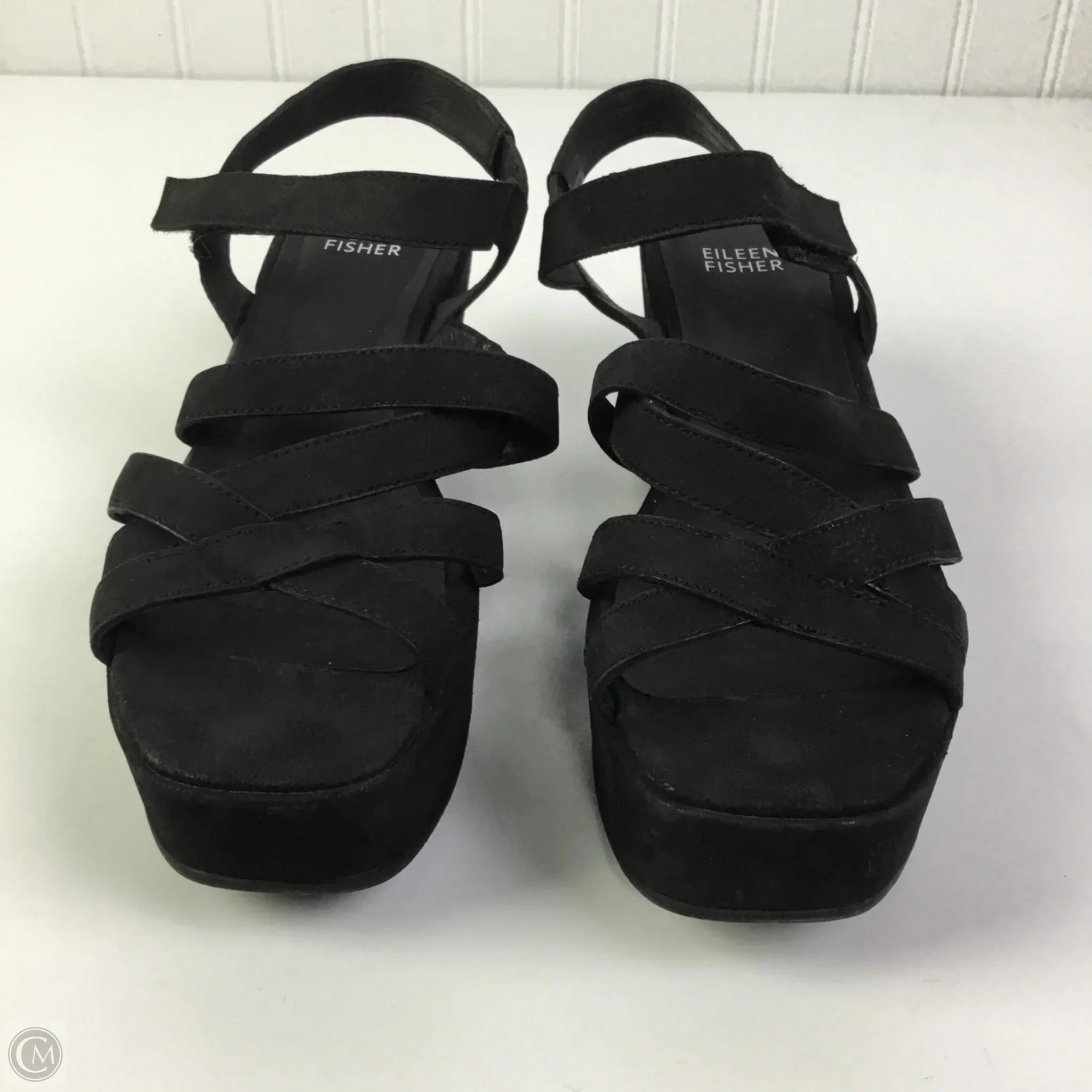Sandals Heels Platform By Eileen Fisher In Black, Size: 8