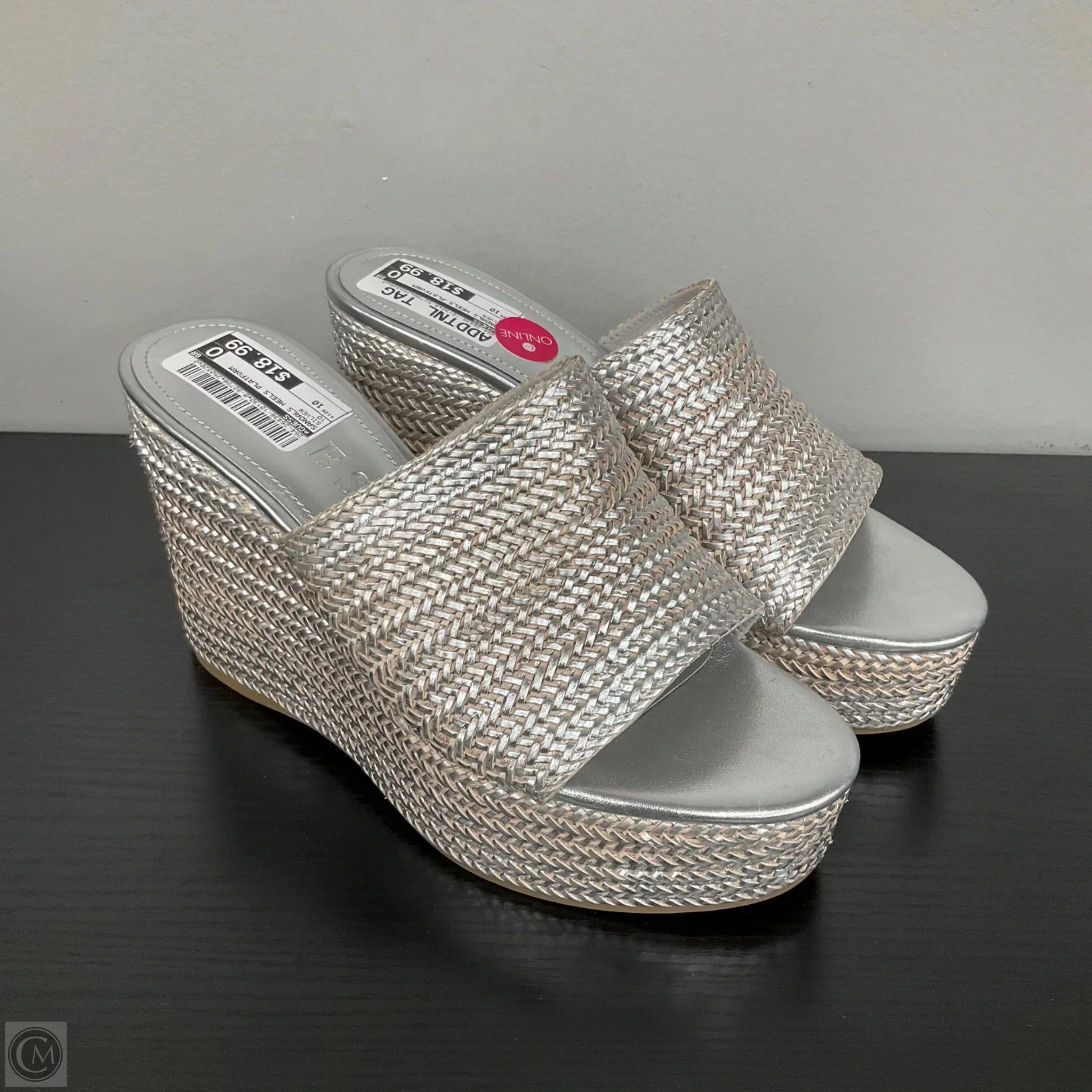 Sandals Heels Platform By Guess In Silver, Size: 10