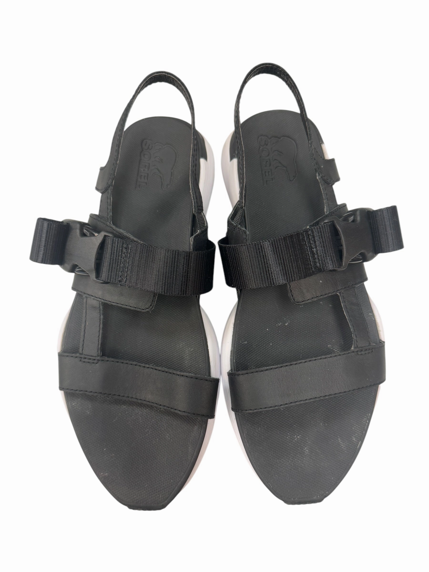 Sandals Heels Platform By Sorel In Black & White, Size: 7.5