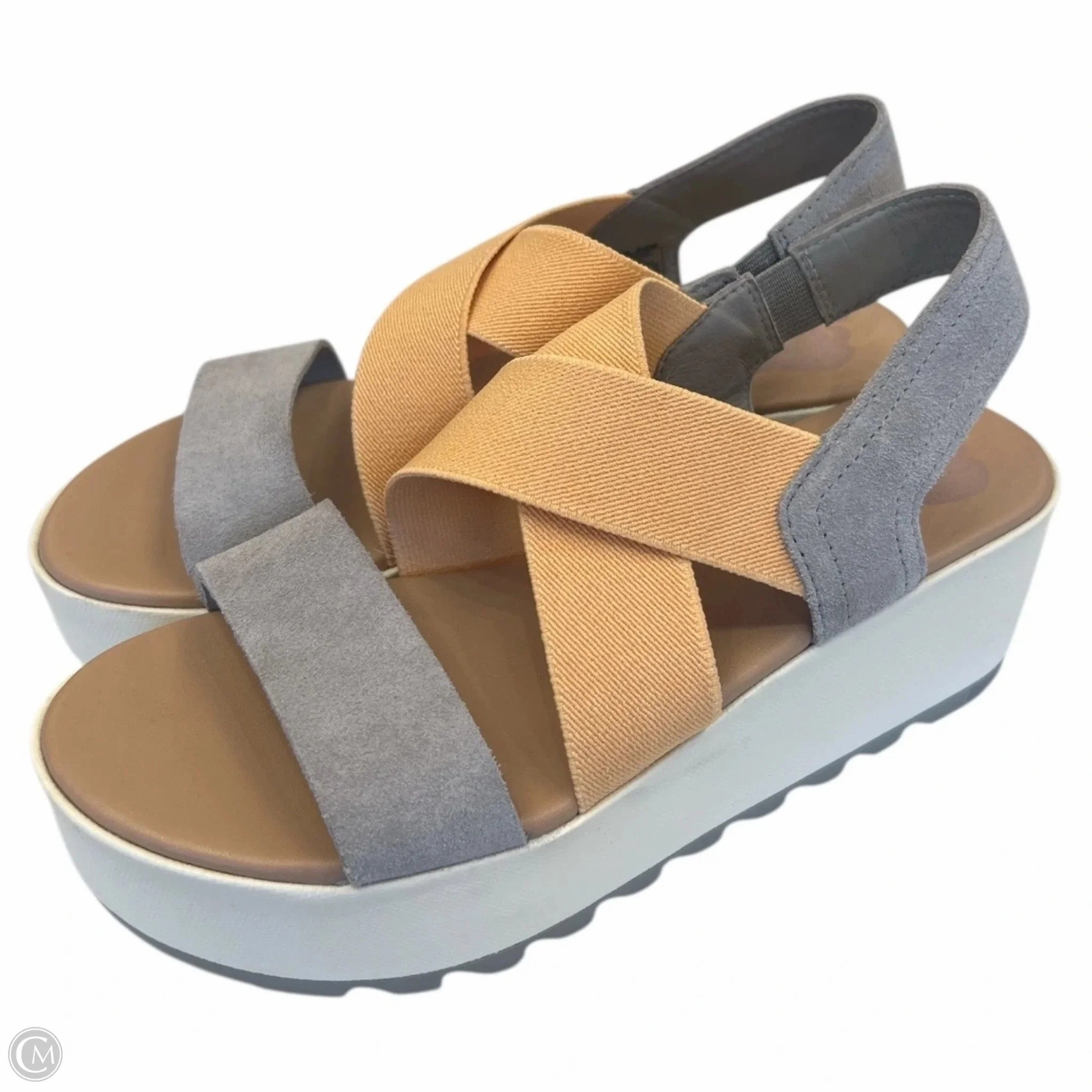 Sandals Heels Platform By Sorel In Grey & Orange, Size: 6