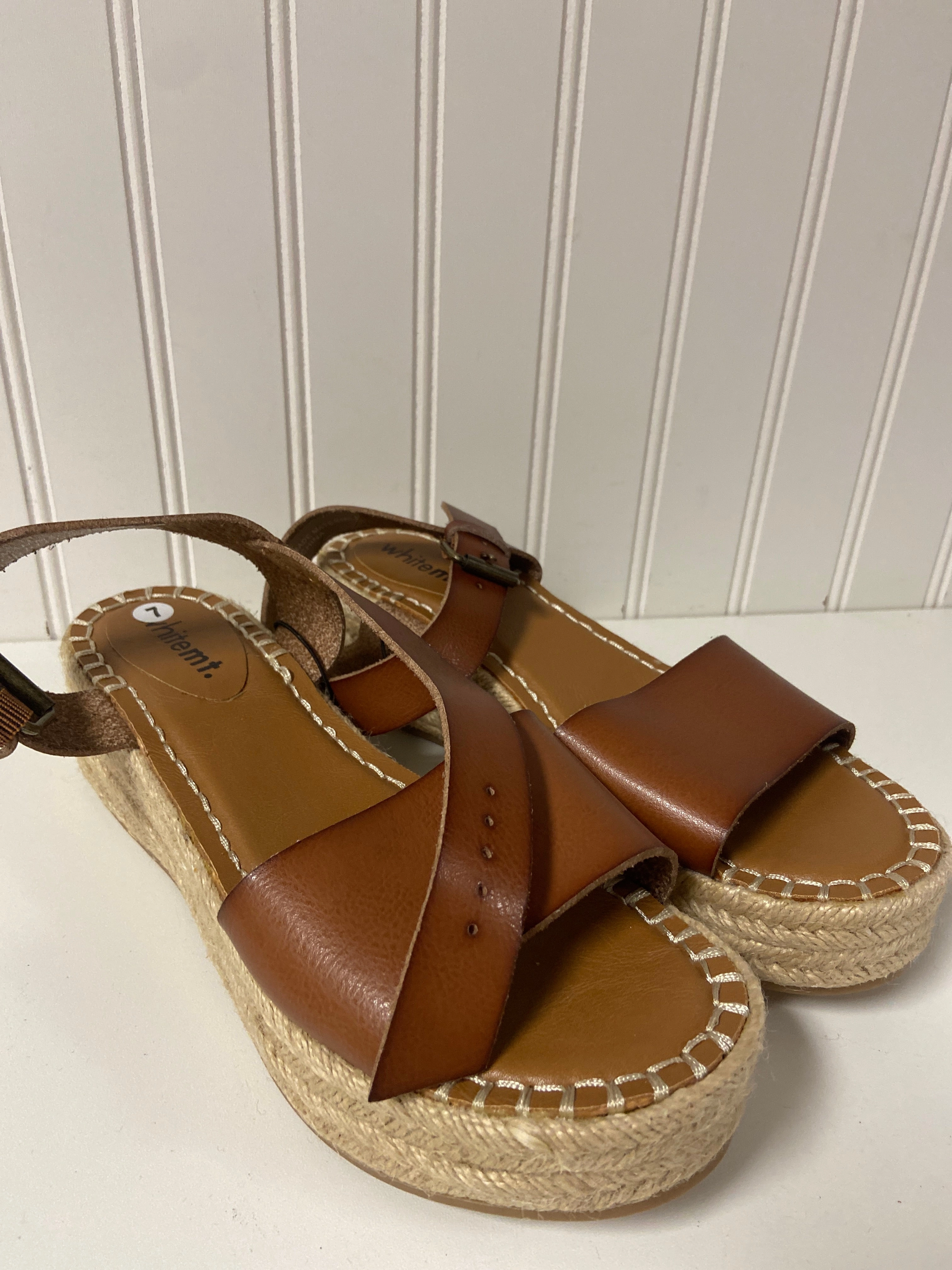 Sandals Heels Platform By White Mountain In Brown & Cream, Size: 7