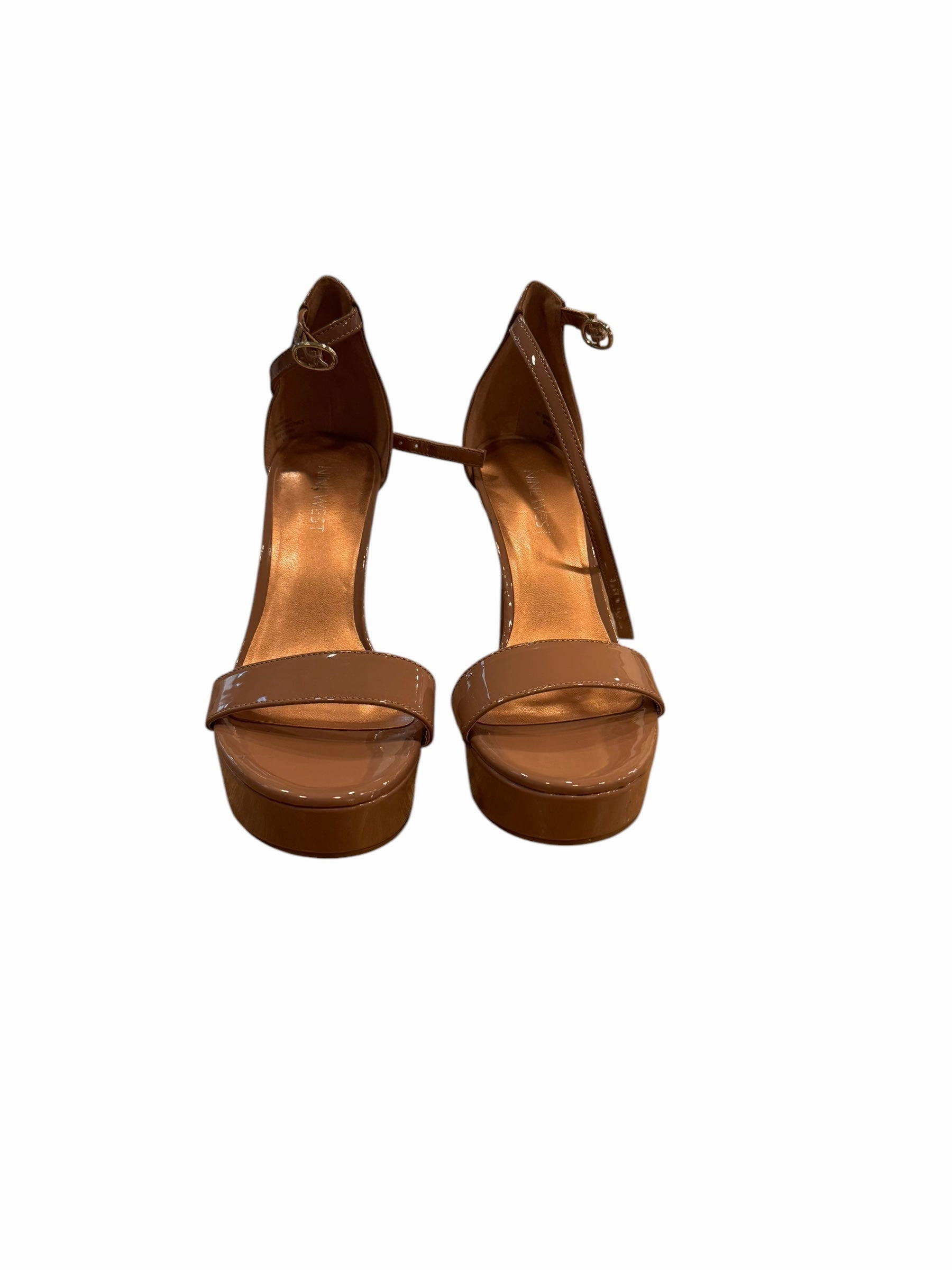 Sandals Heels Stiletto By Nine West In Brown, Size: 8