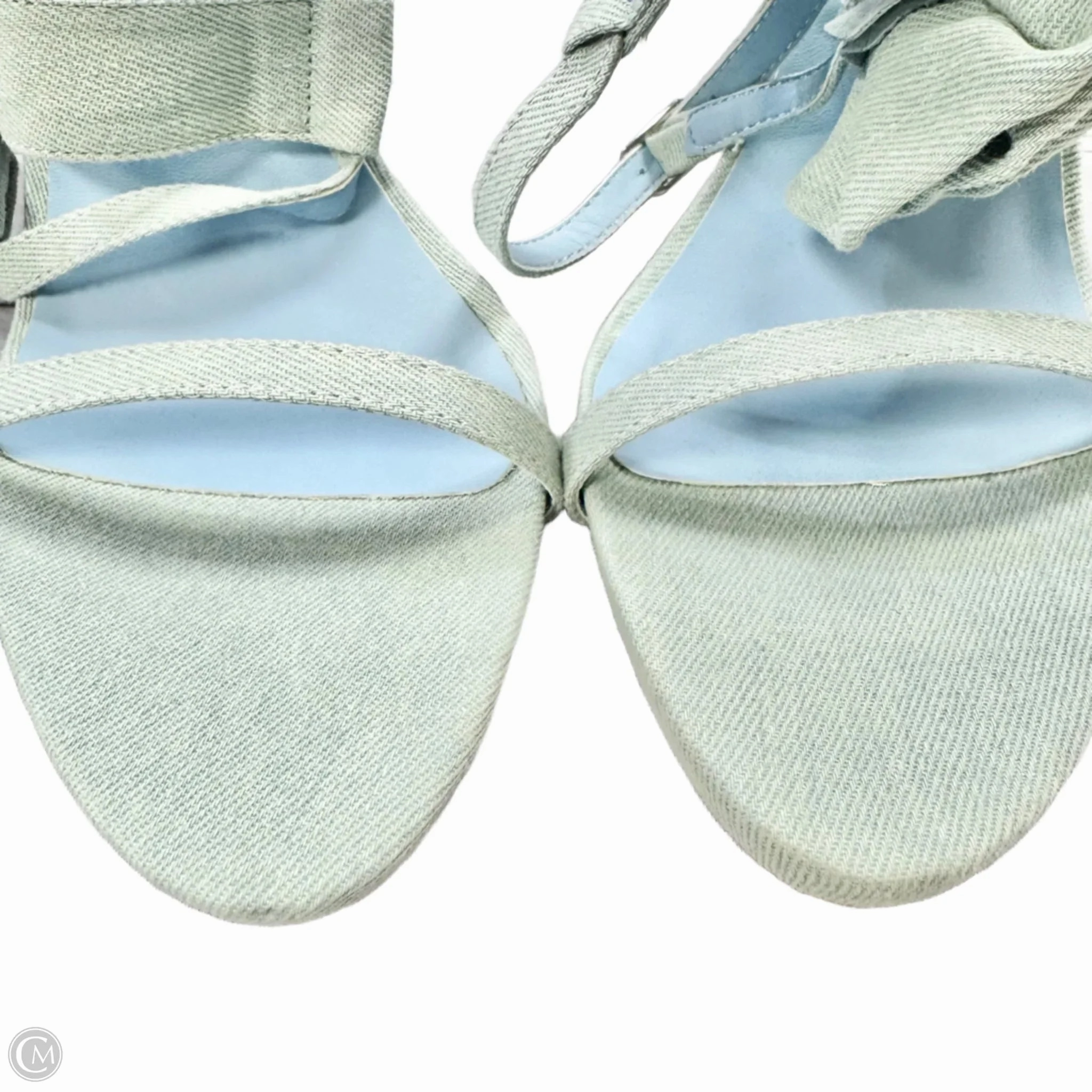 Sandals Heels Stiletto By Pretty Little Thing In Blue Denim, Size: 9
