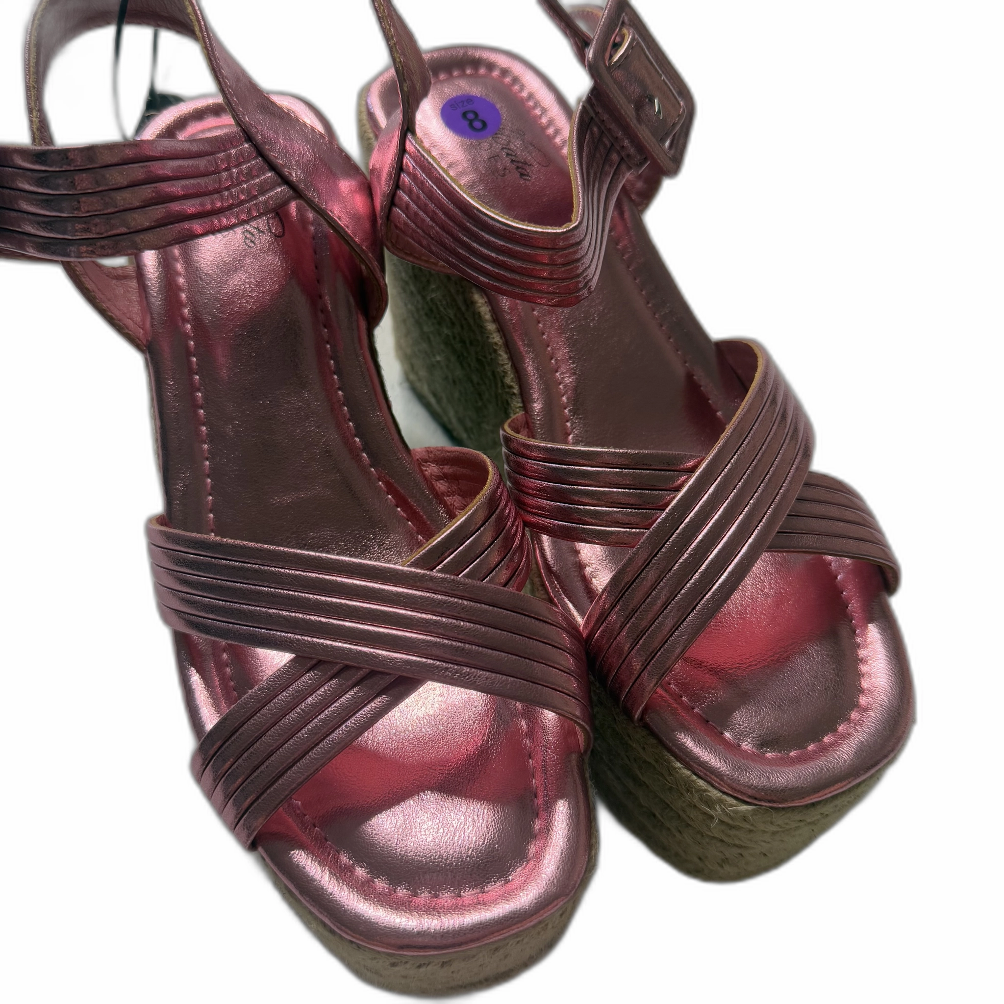 Sandals Heels Wedge By Clothes Mentor In Pink, Size: 8