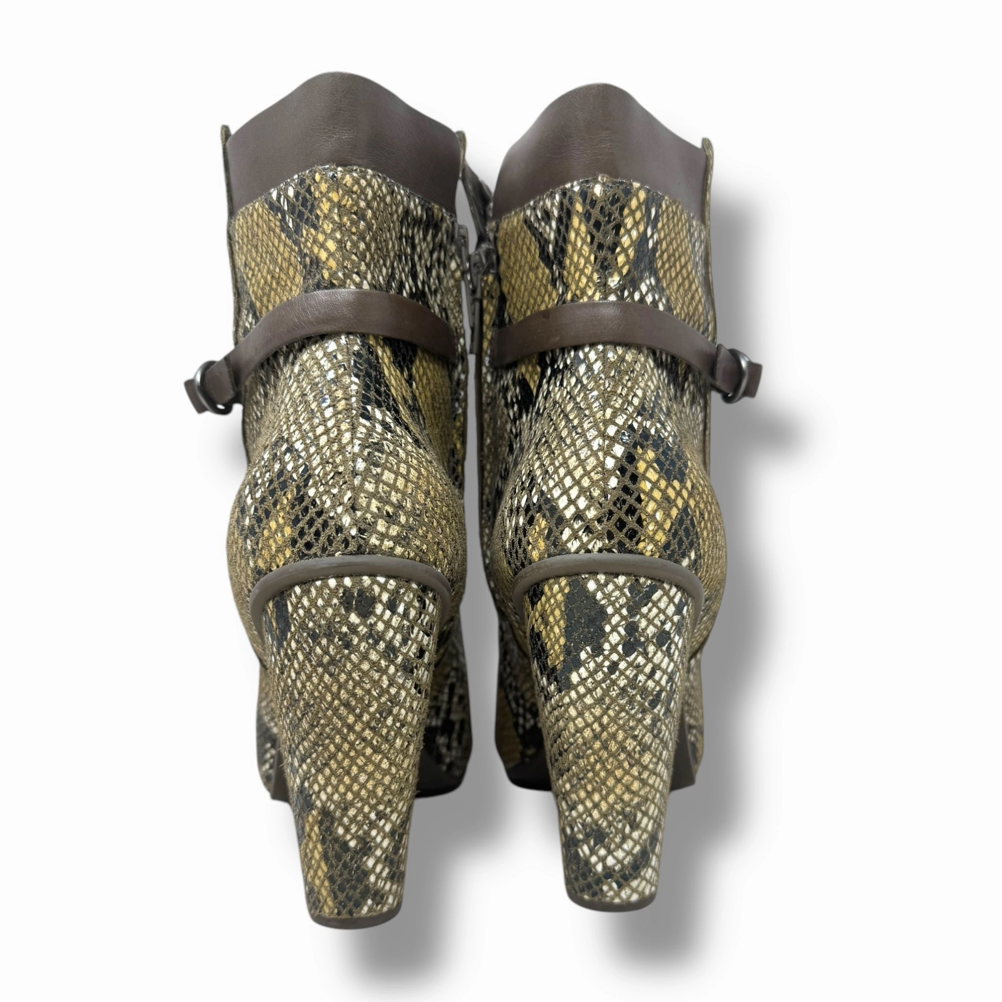 Sevan Desert Snake Leather Open Toe Booties By Tsubo In Snakeskin Print, Size: 10