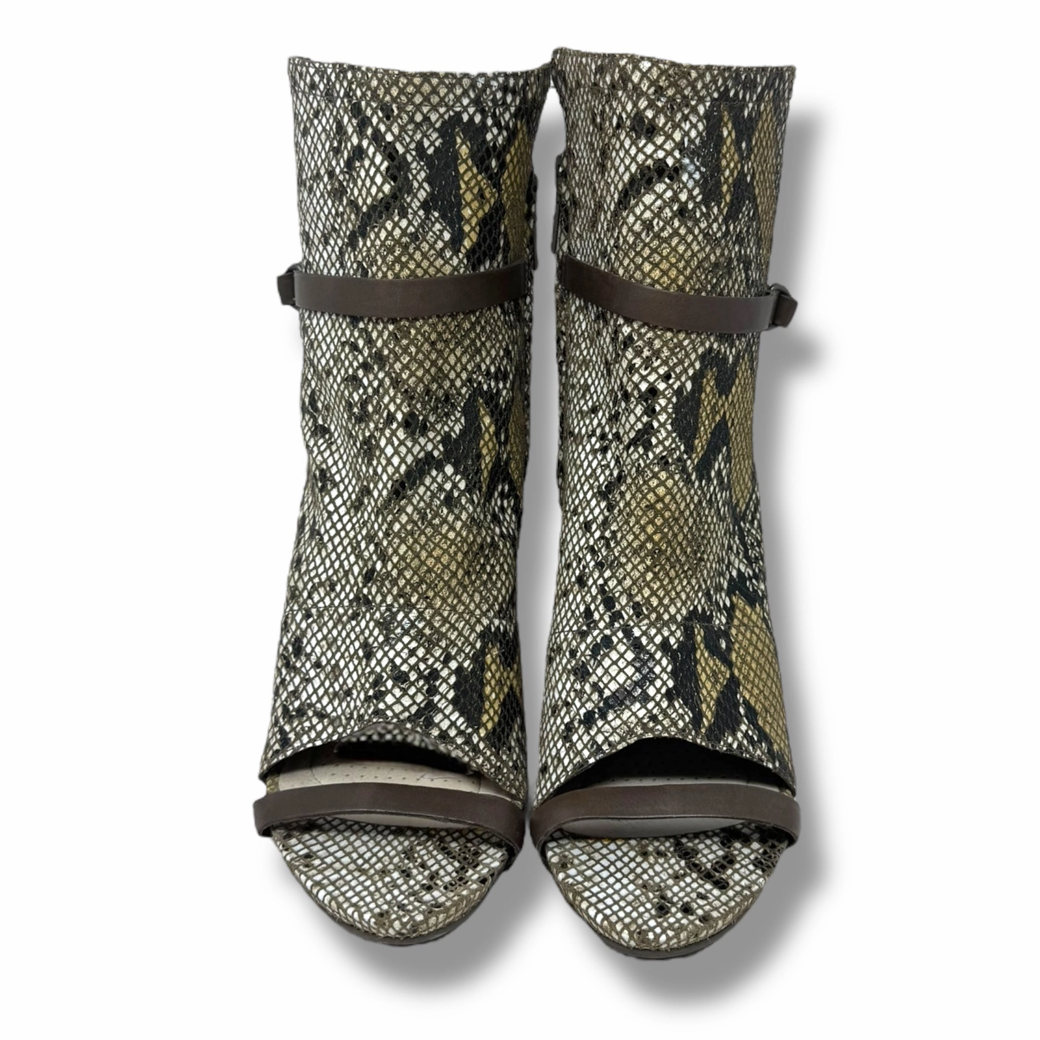 Sevan Desert Snake Leather Open Toe Booties By Tsubo In Snakeskin Print, Size: 10