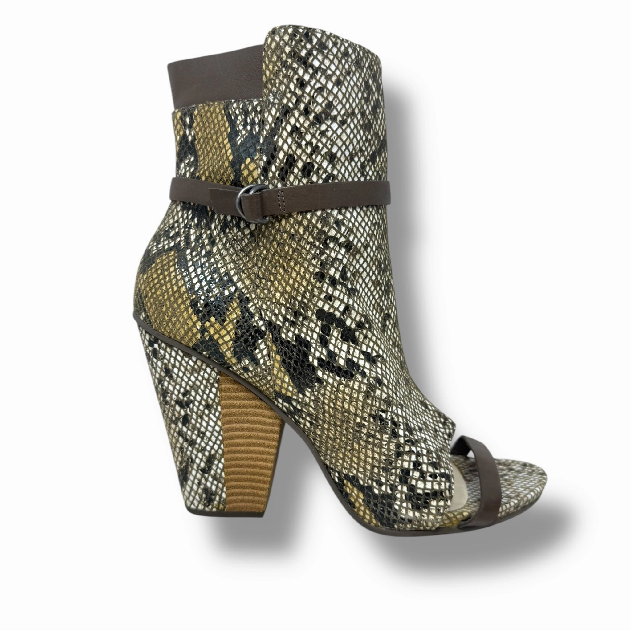 Sevan Desert Snake Leather Open Toe Booties By Tsubo In Snakeskin Print, Size: 10